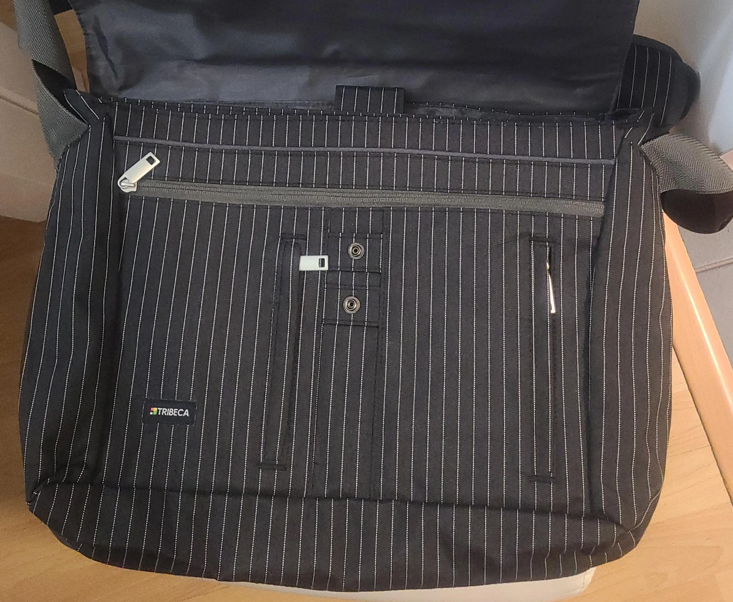 Tribeca Pinstripe Messenger Bag