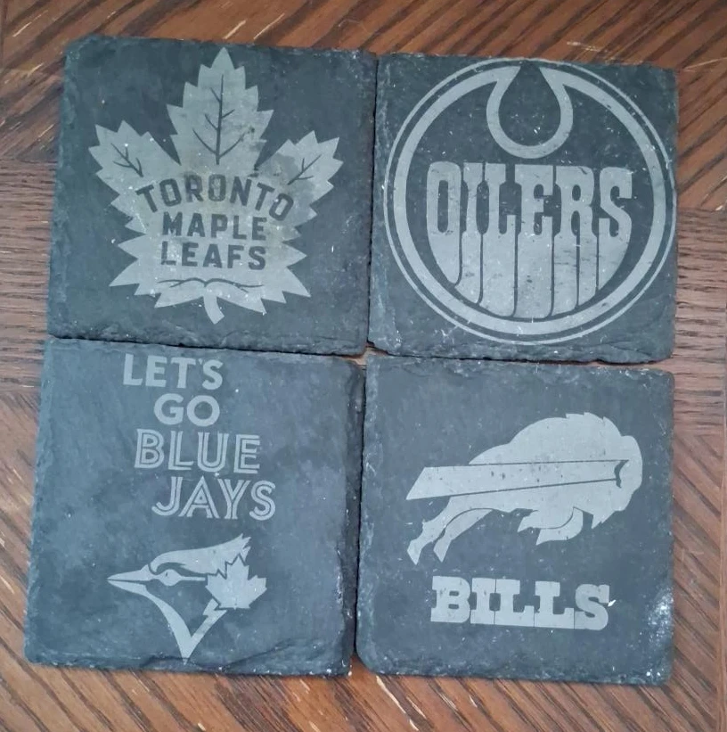 Set of 4 NHL and NFL Team Slate Coasters