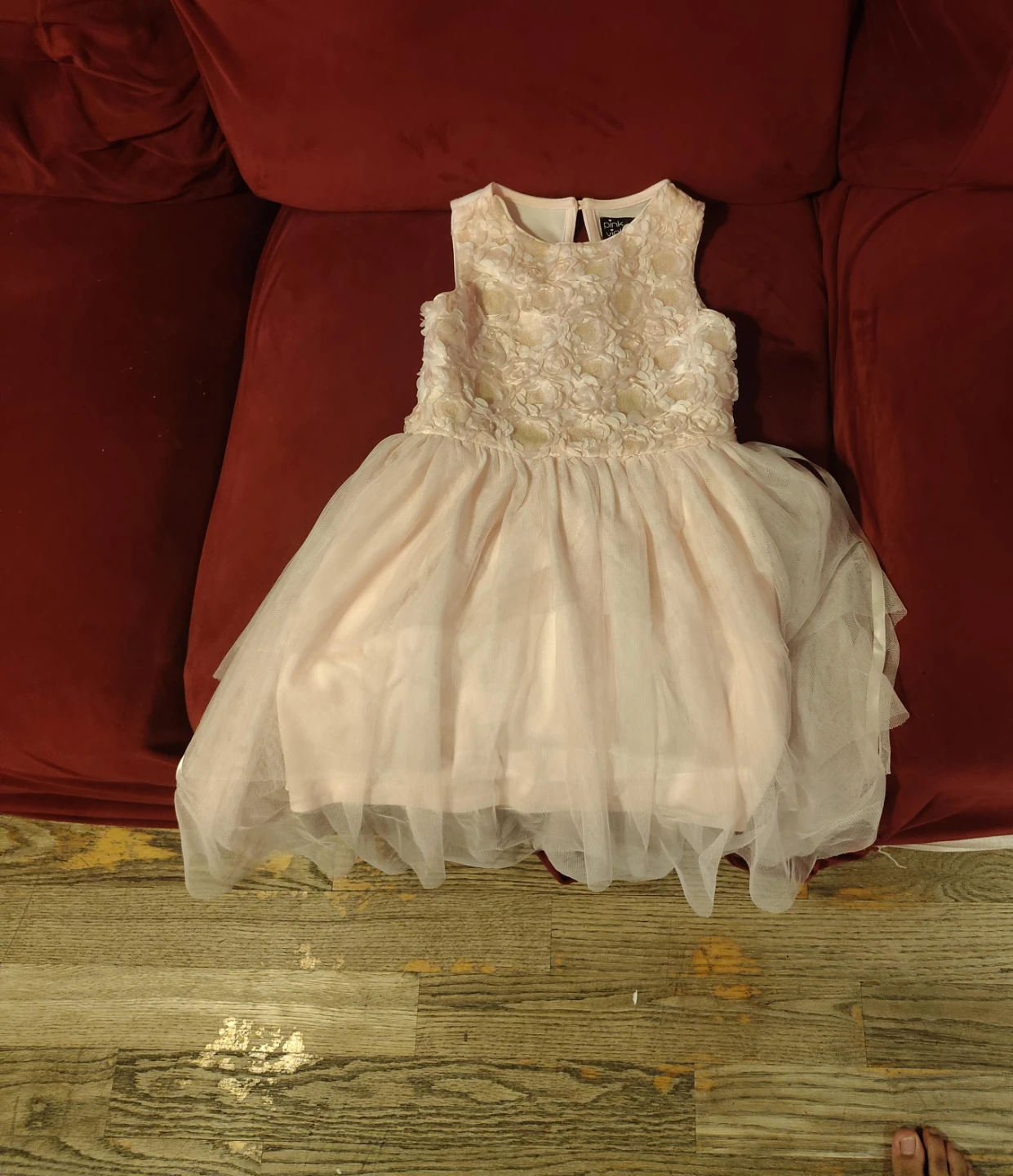 Vestido de tul en tonos rosa y violeta