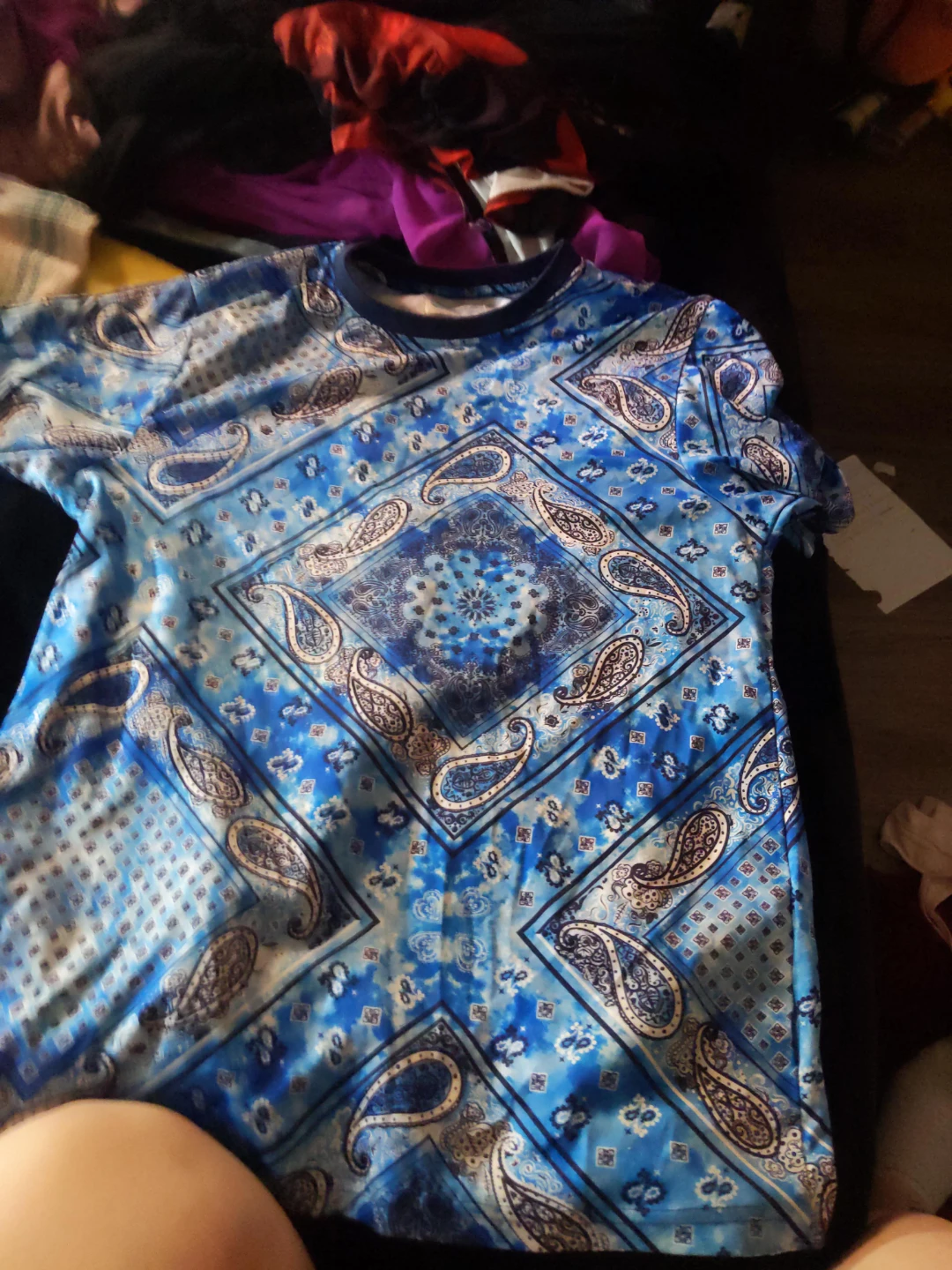 Blue Paisley Print T-Shirt