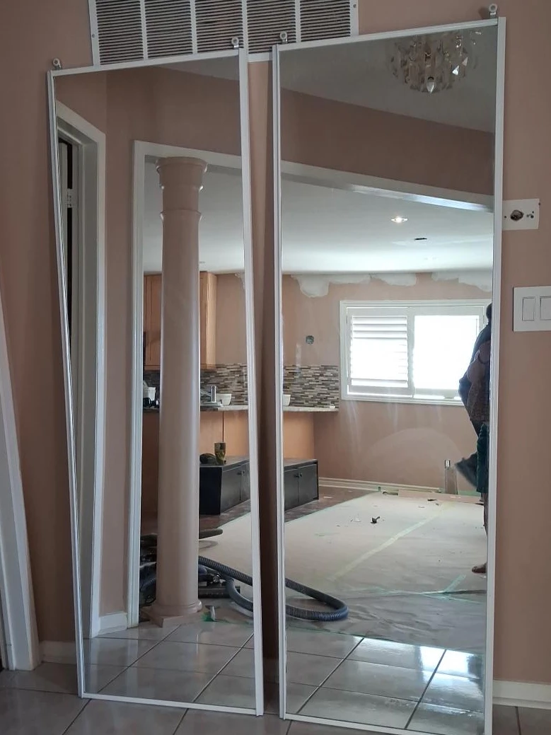 Set of 2 closet mirror door for  5 foot width 8 foot height