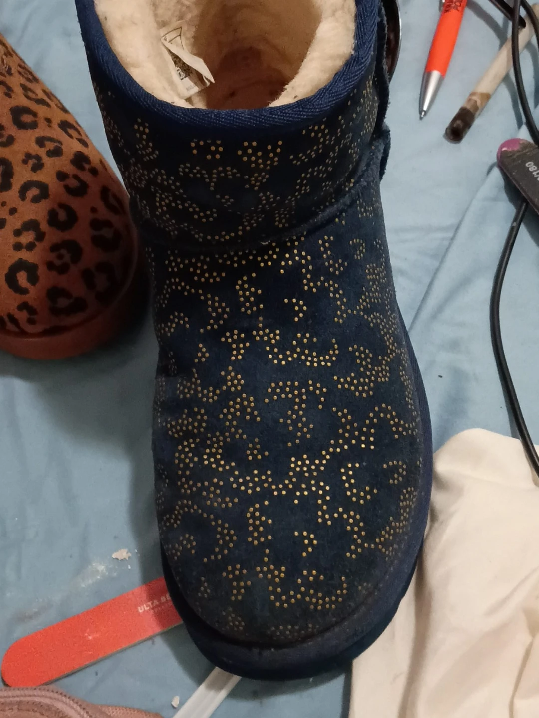 UGG Studded Blue Suede Boots