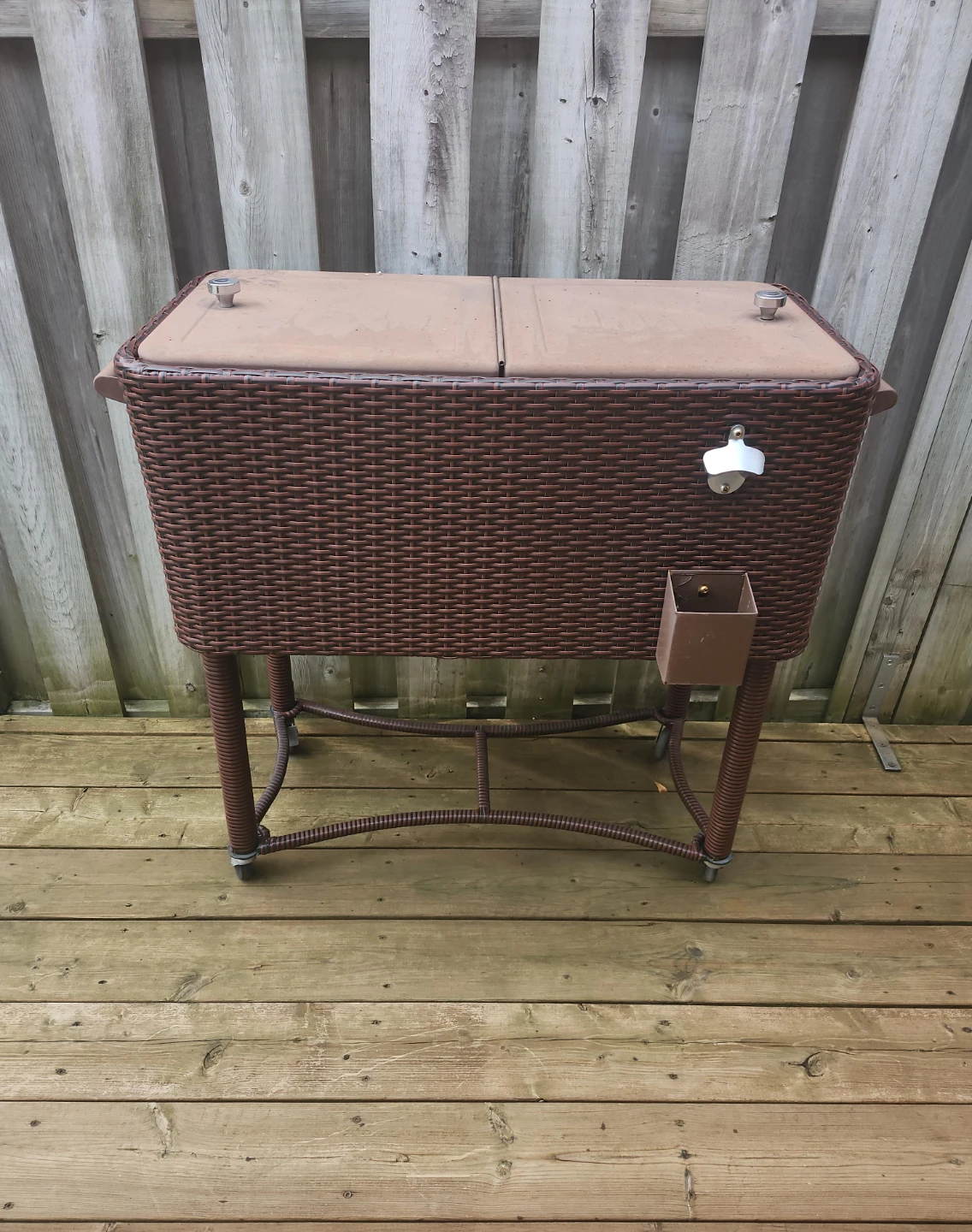 Wicker Style Patio Rolling Cooler