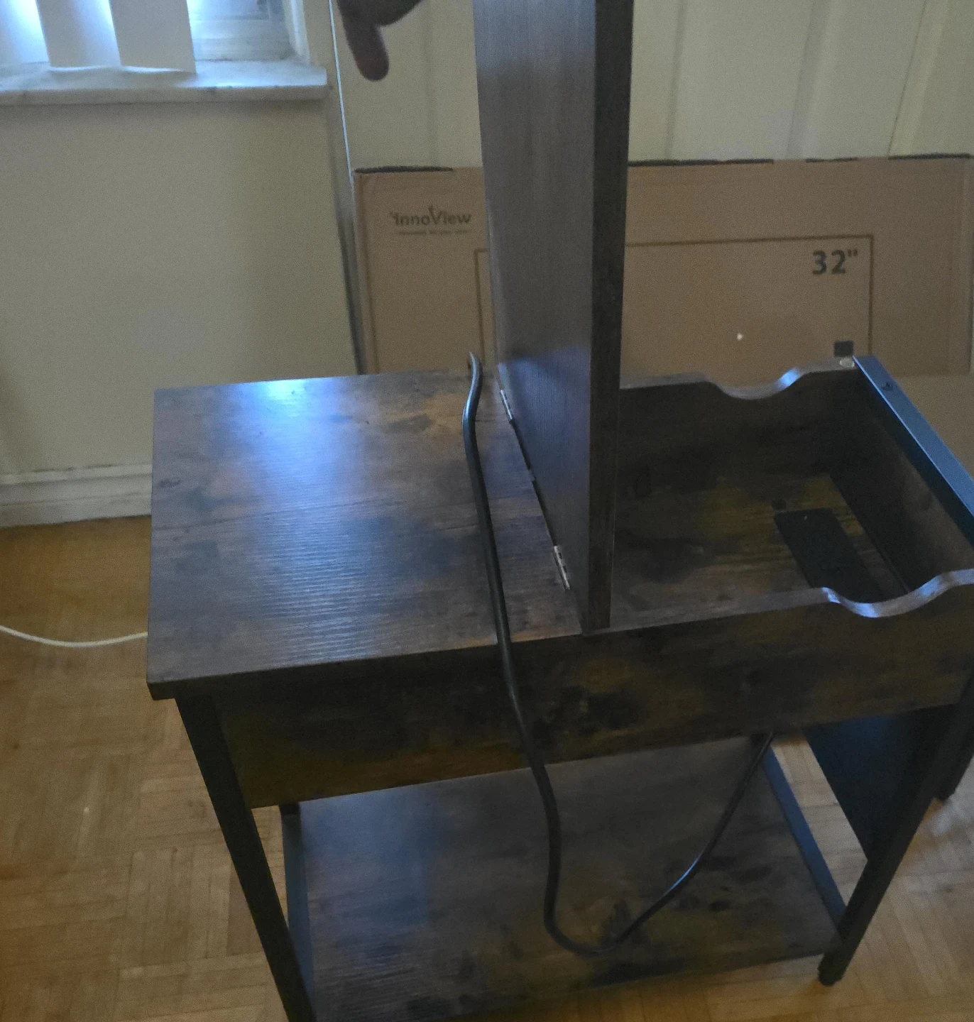 Rustic Brown End Table with USB Ports