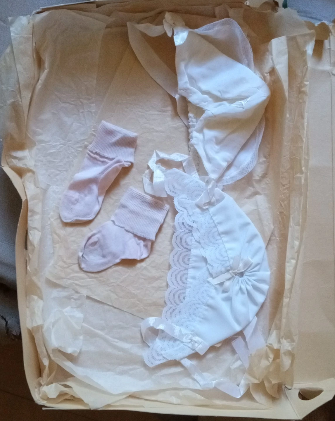 Vintage Baby Bonnet and Socks Set