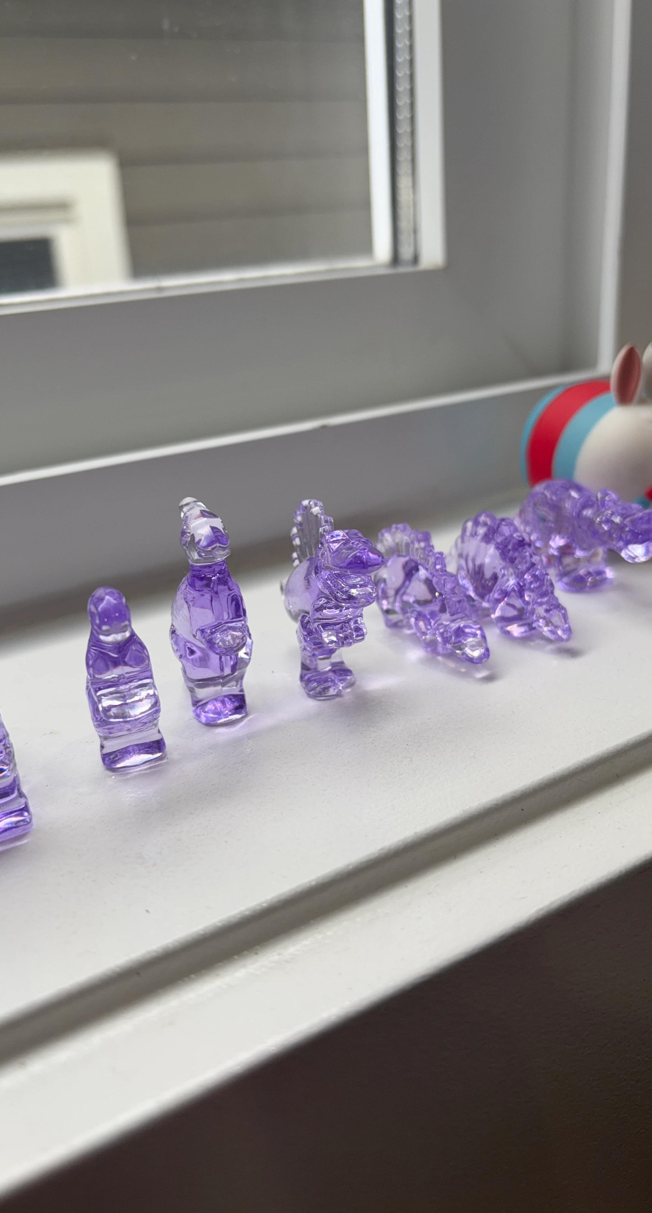 Set of 6 Purple Glass Animal Figurines