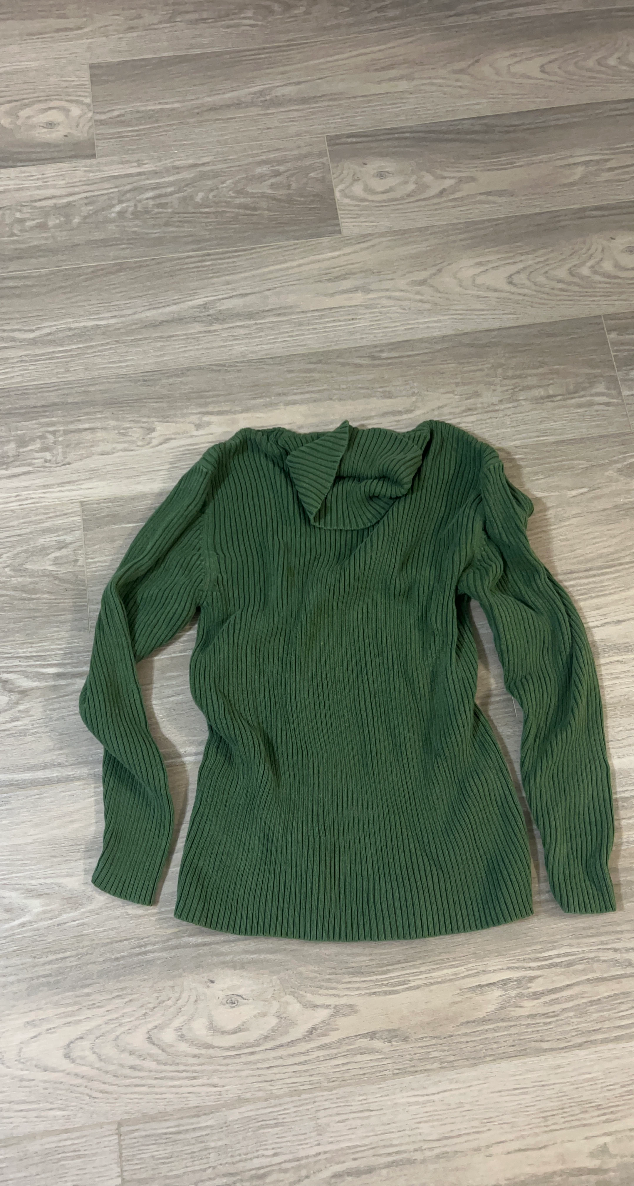 Green Ribbed Turtleneck Sweater