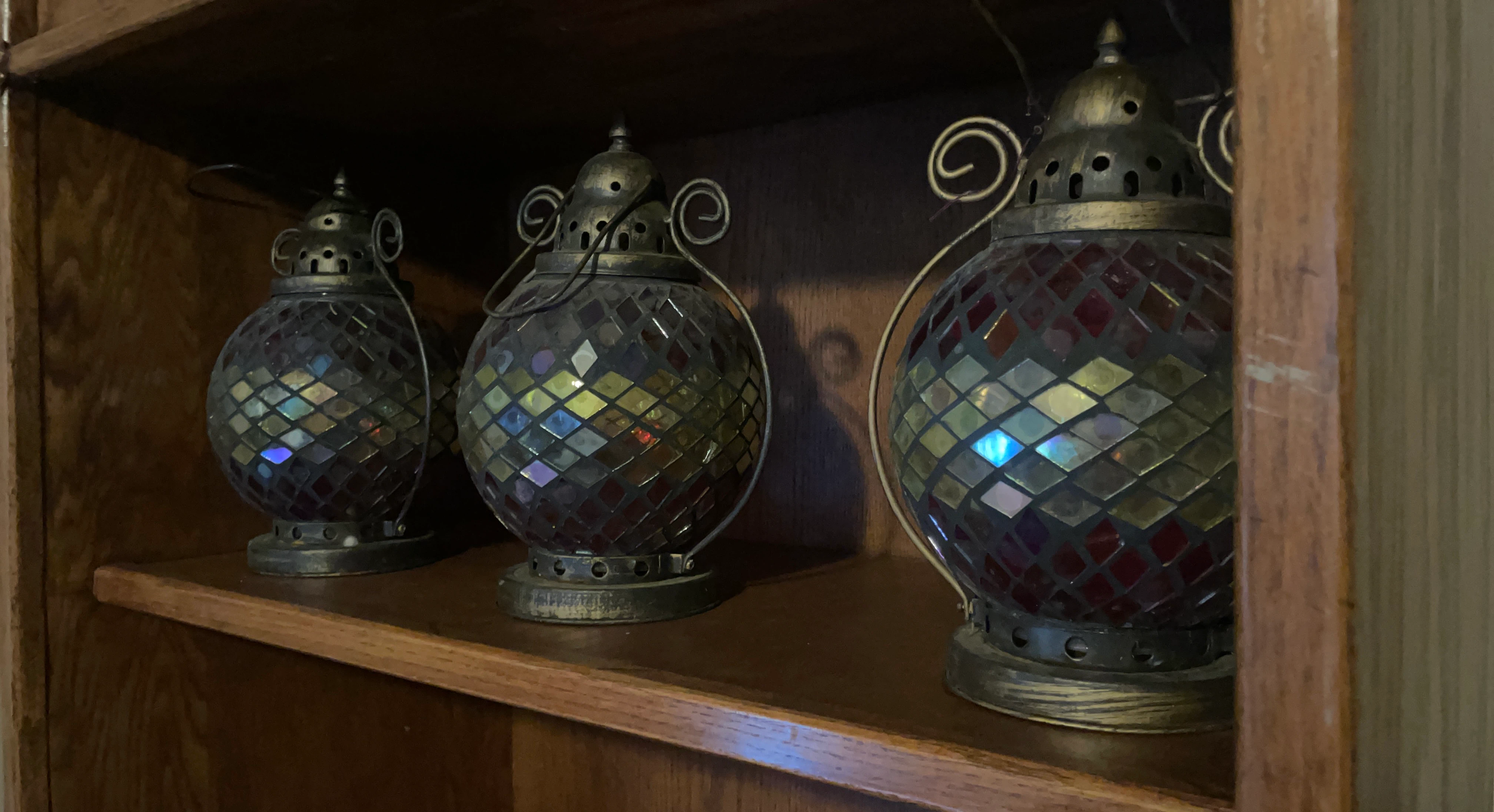 Set of 3 Mosaic Glass Lanterns