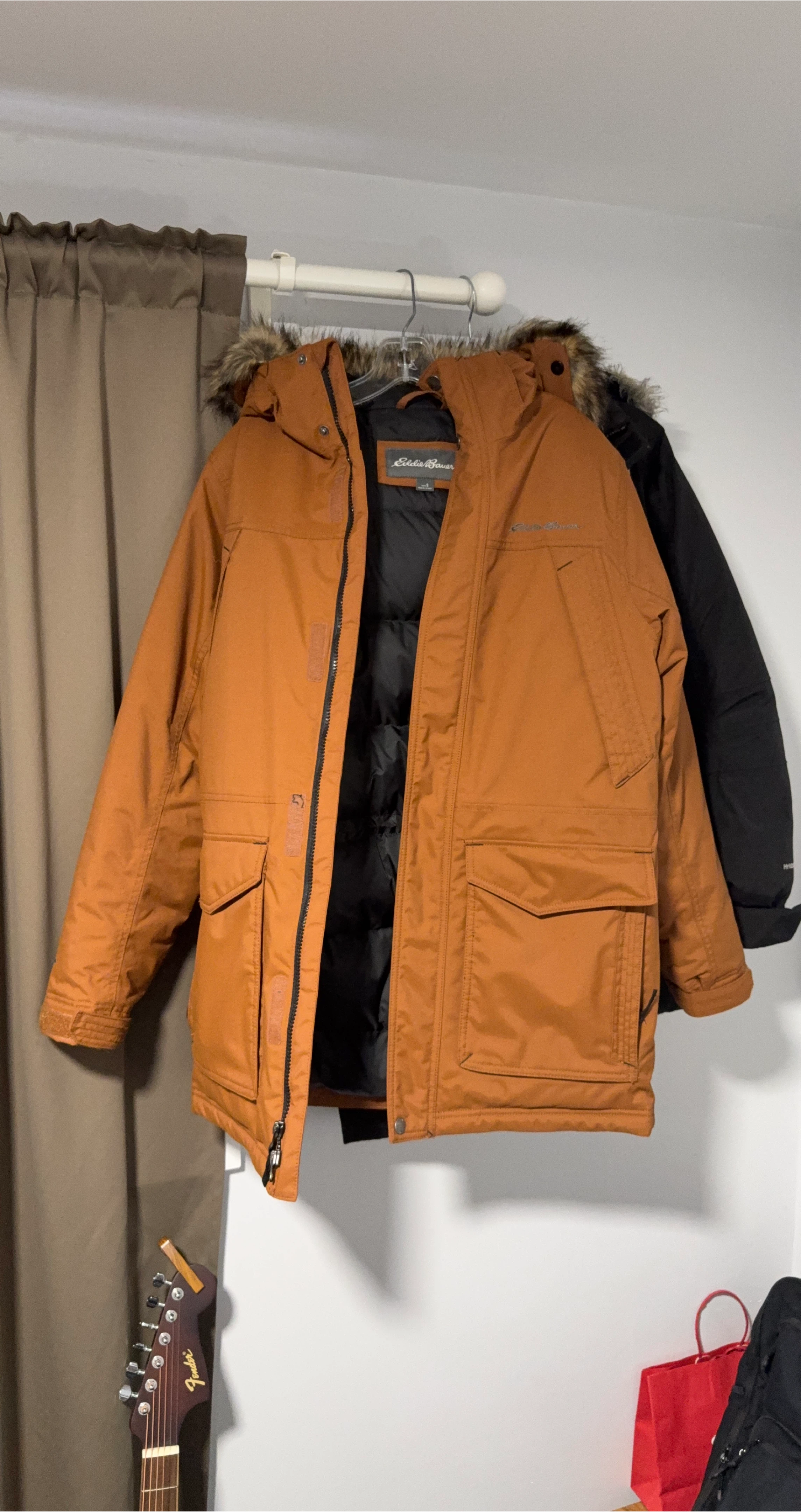 Eddie Bauer Men's Down Parka - Rust Orange - Size S