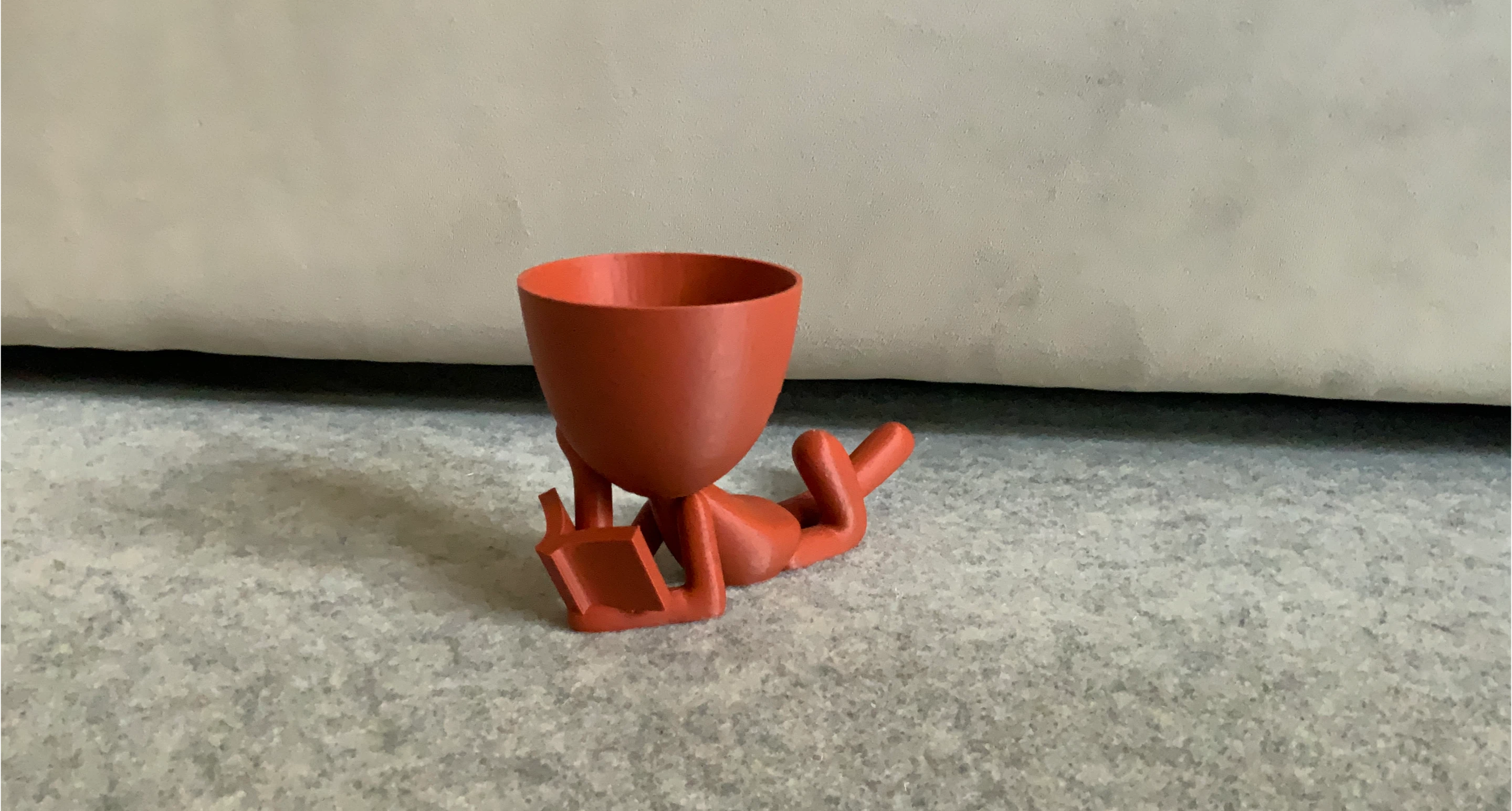 Orange 3D Printed plant pot