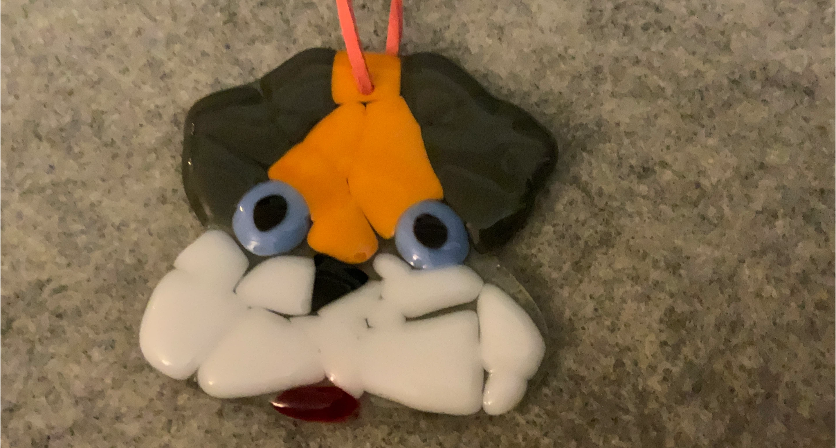 Handmade Glass Dog Face