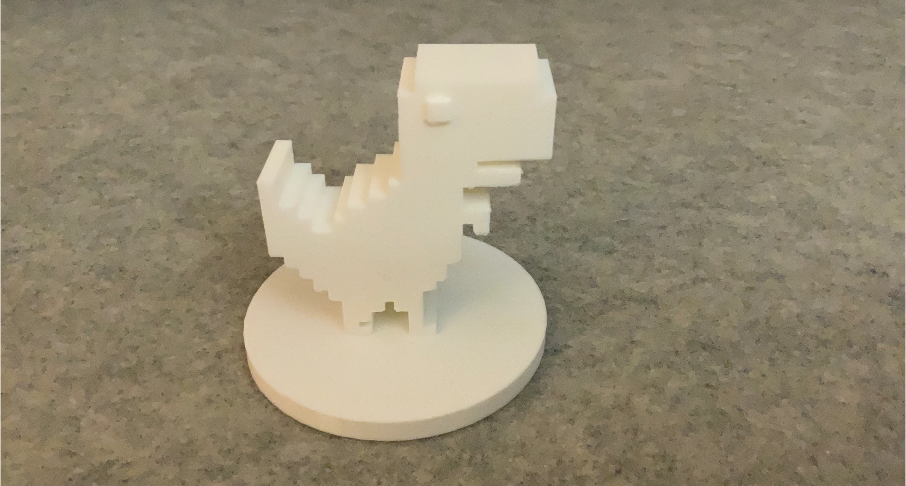 White Pixelated Dinosaur Figurine