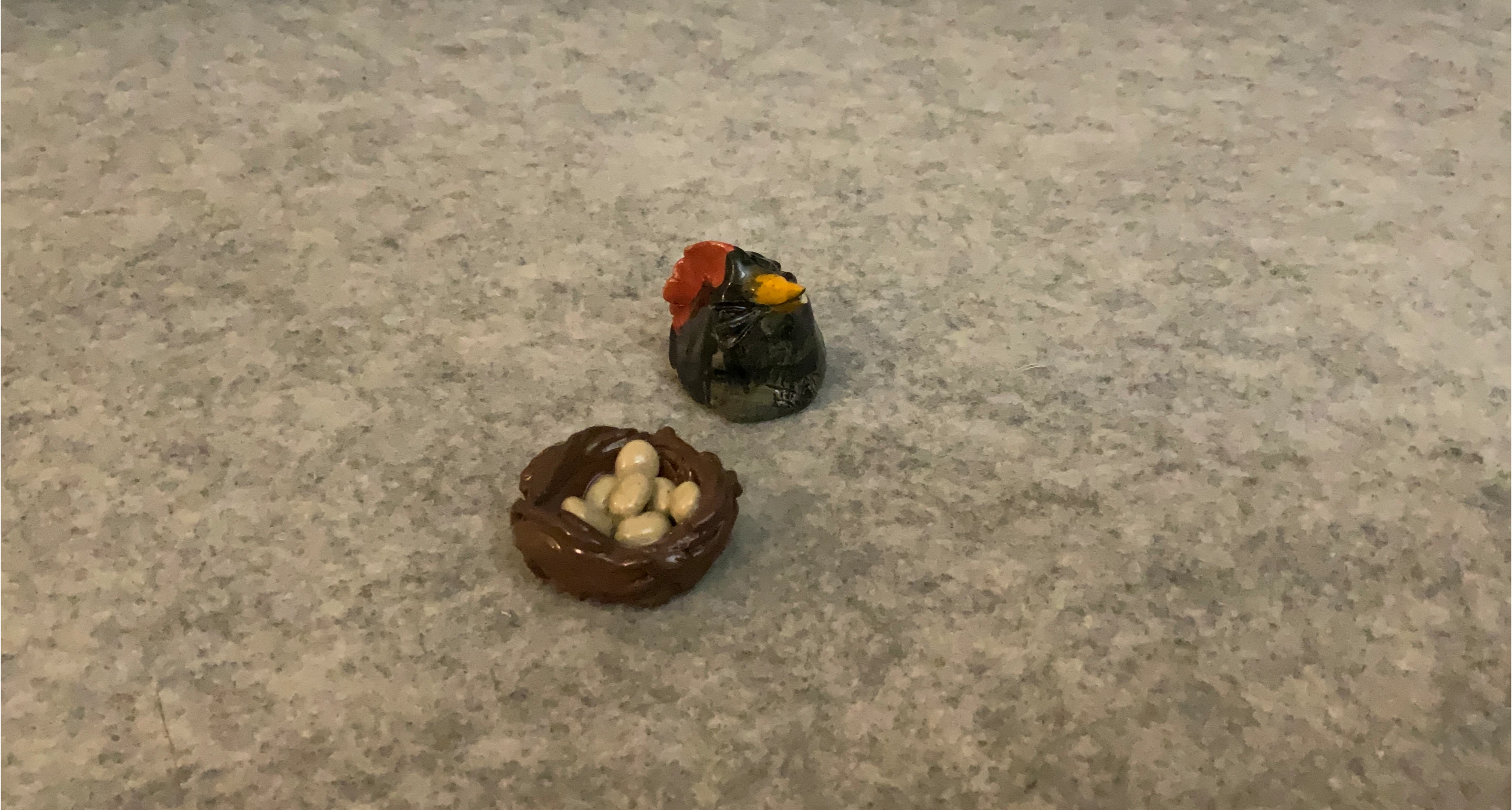 Miniature Chicken and Nest Figurine