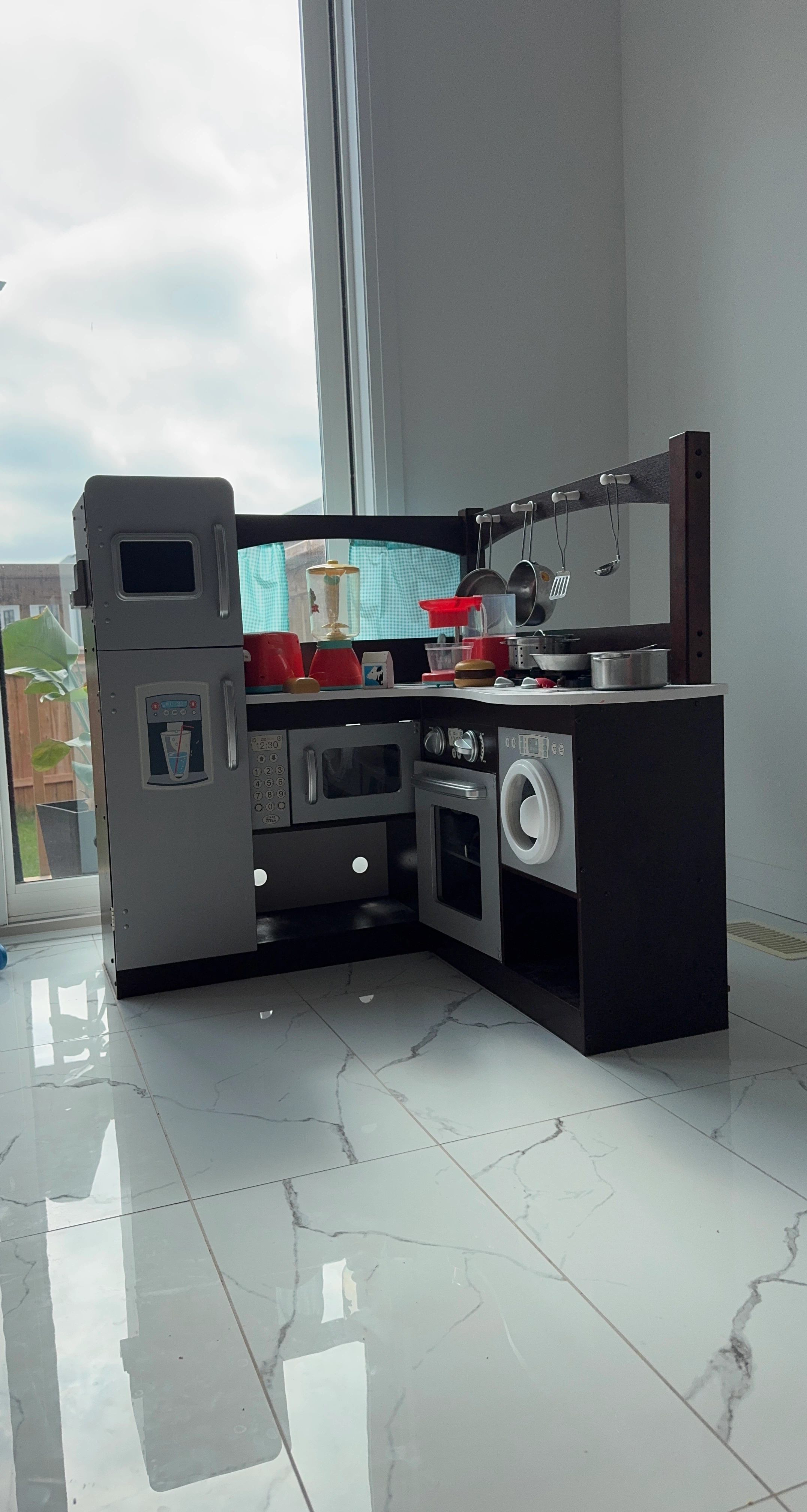 Kid craft espresso Wooden Play Kitchen with Accessories