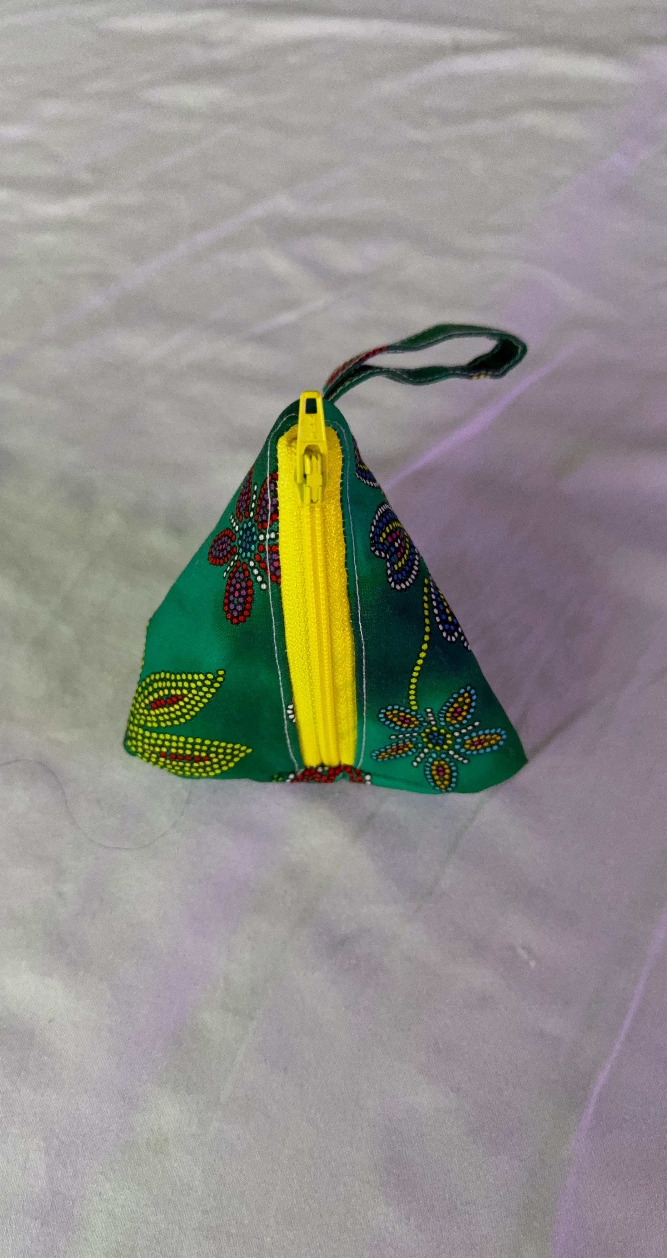 Small Floral Print Pyramid Coin Pouch