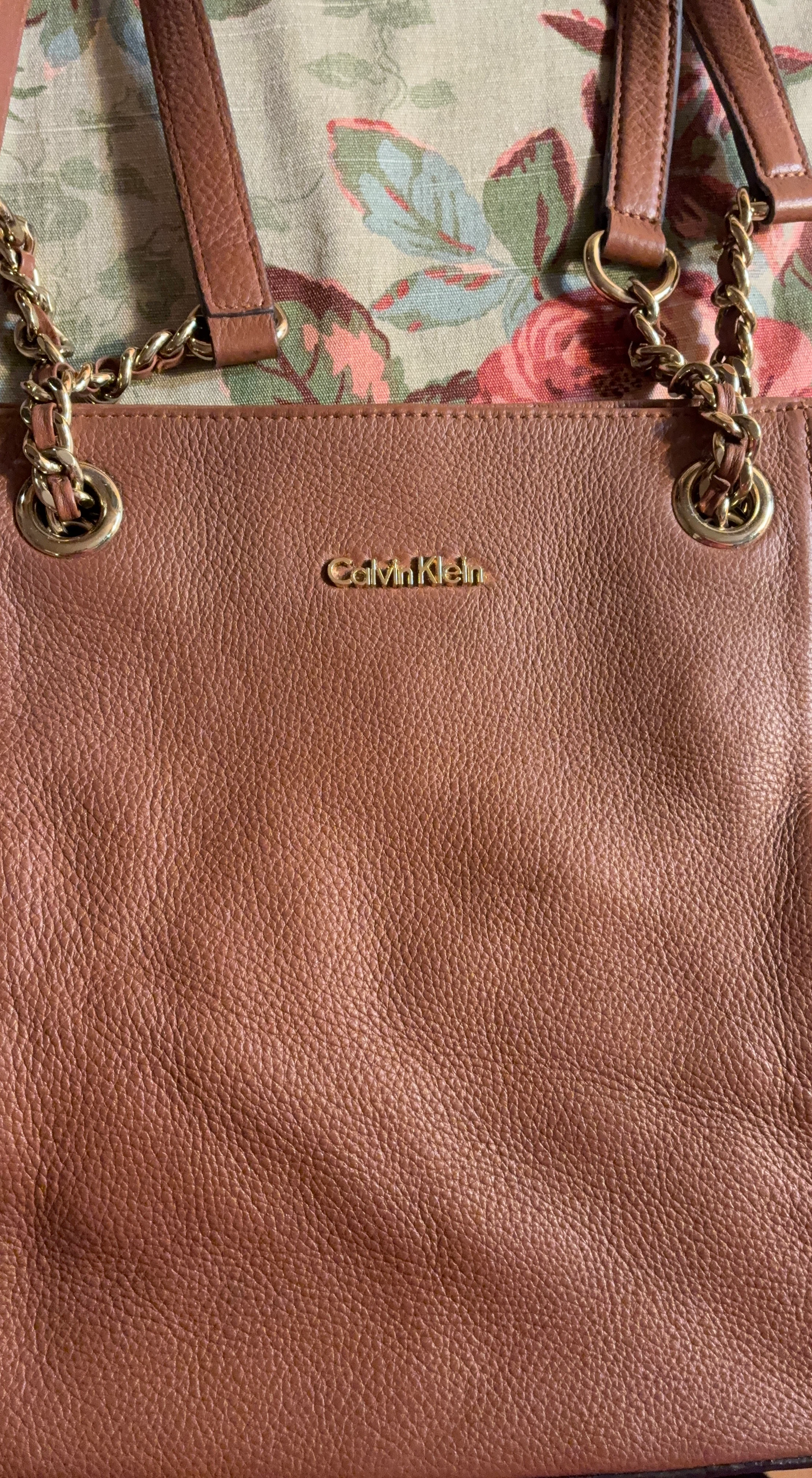 Calvin Klein Brown Leather Shoulder Bag