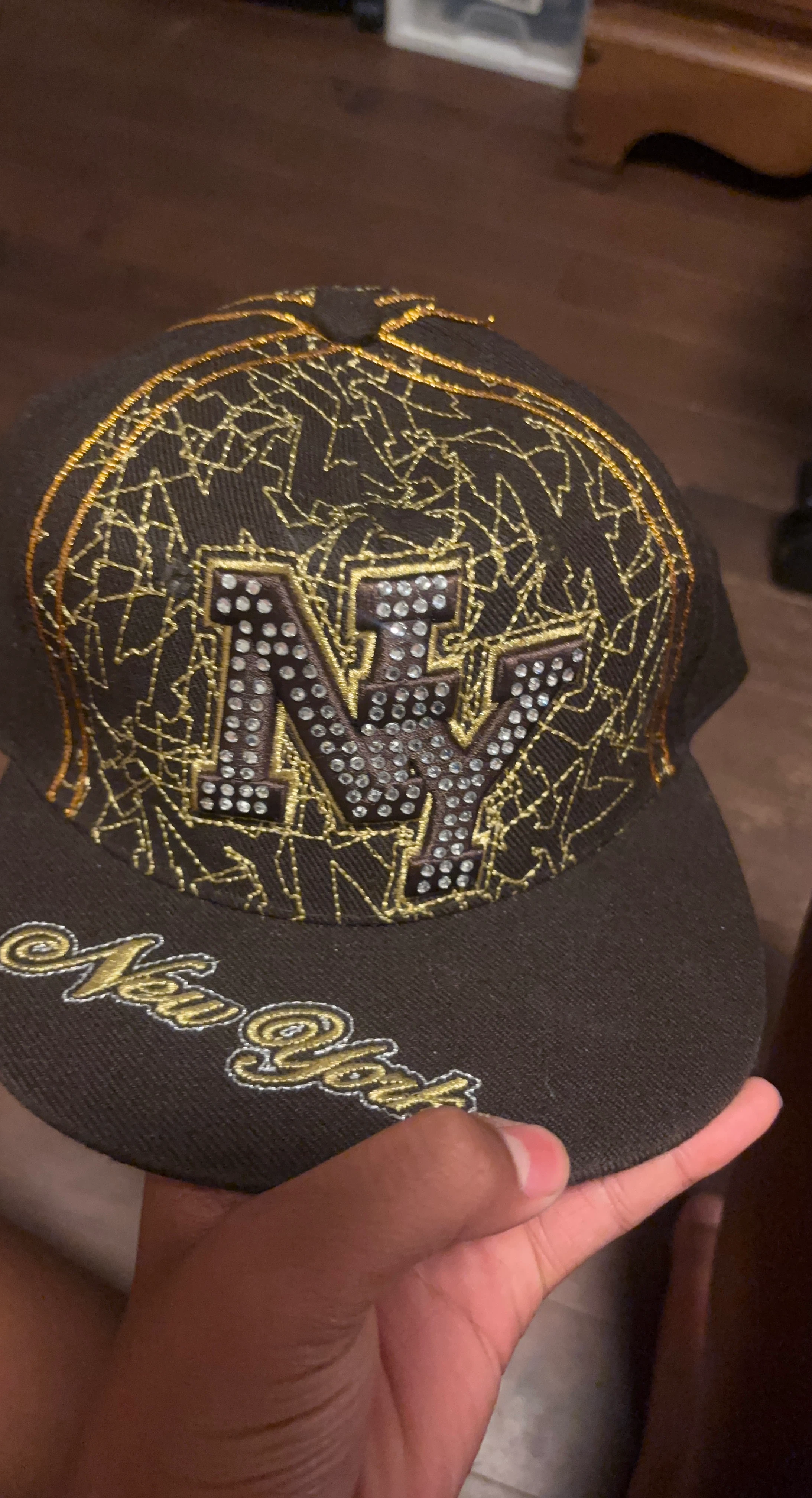New York Rhinestone Snapback Hat