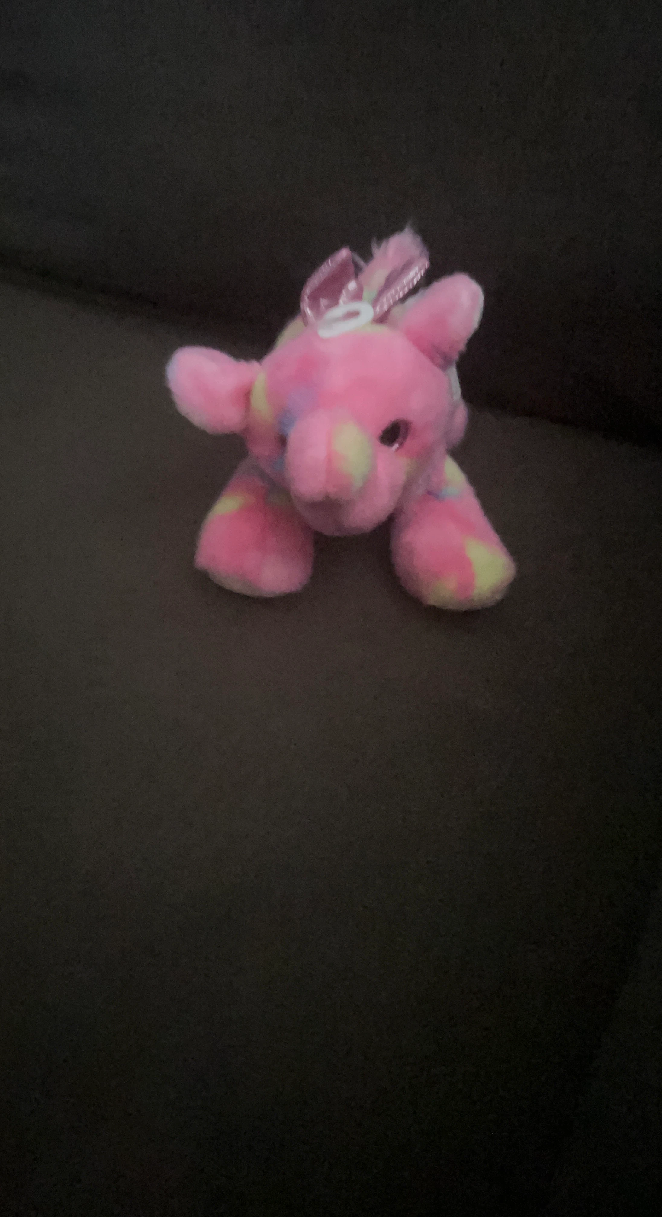 Pink tie-dye plush pig toy