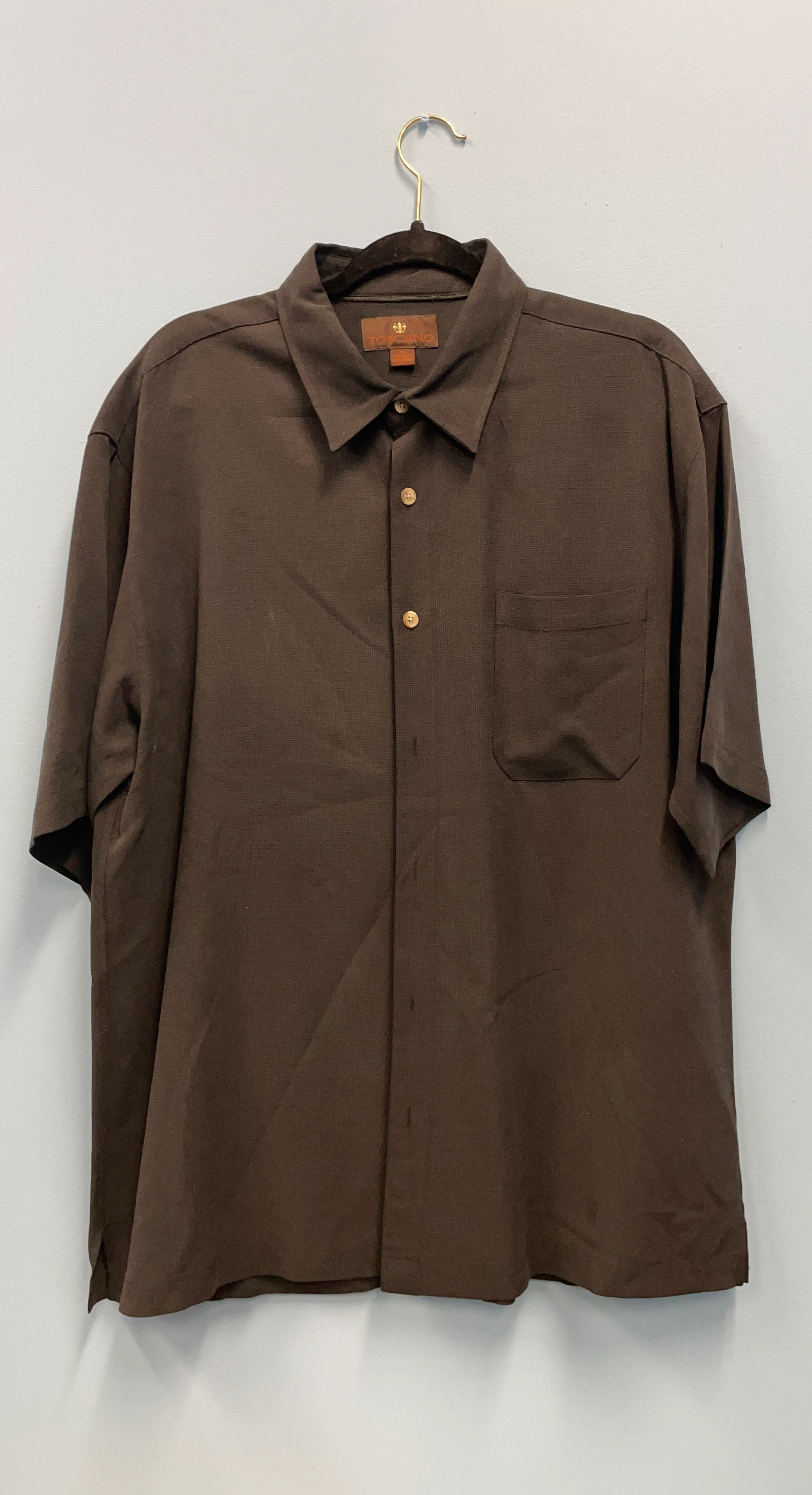 Brown Short Sleeve Button Up Shirt