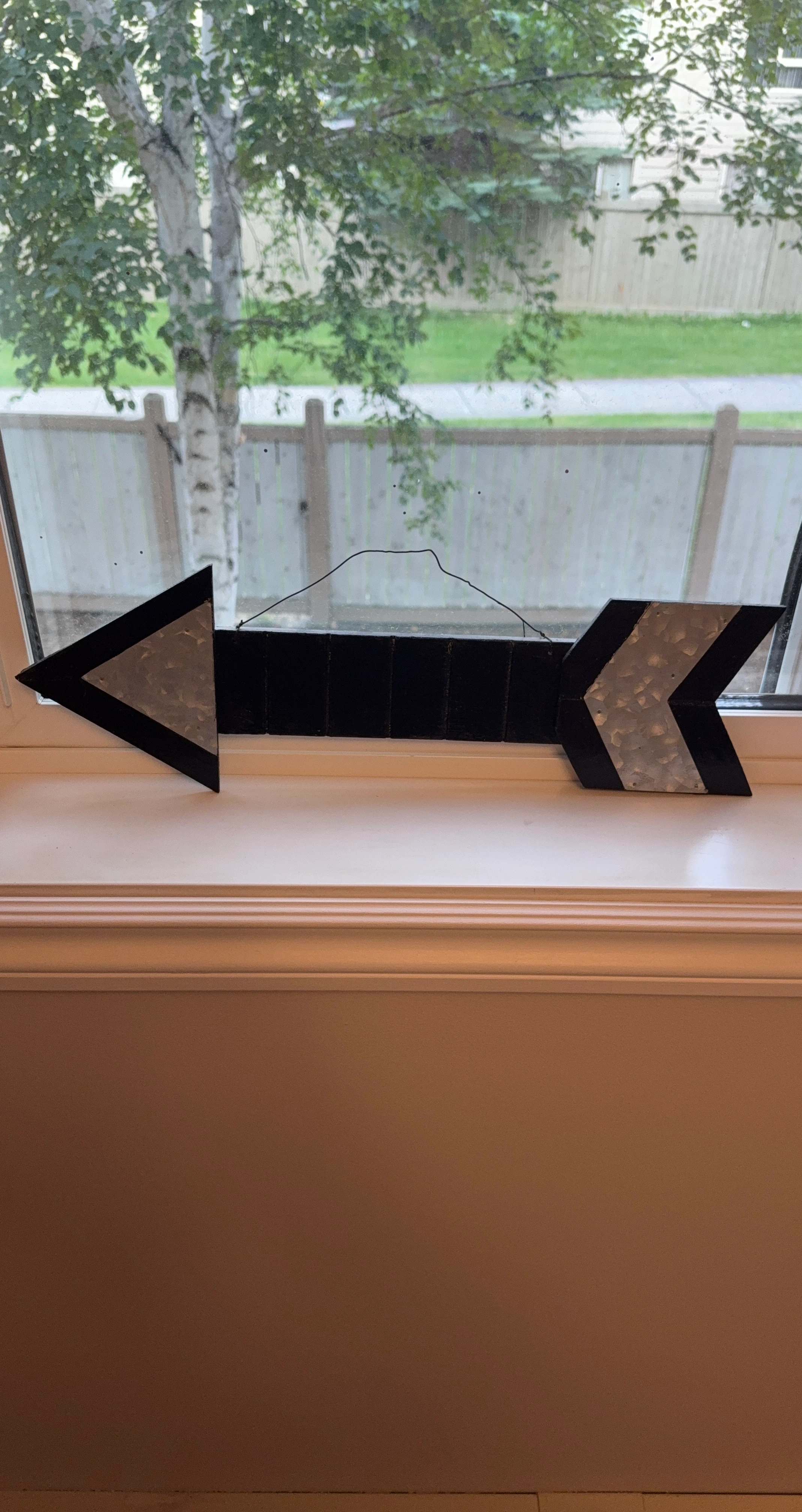 Black and Galvanized Metal Decorative Arrow Wall Sign
