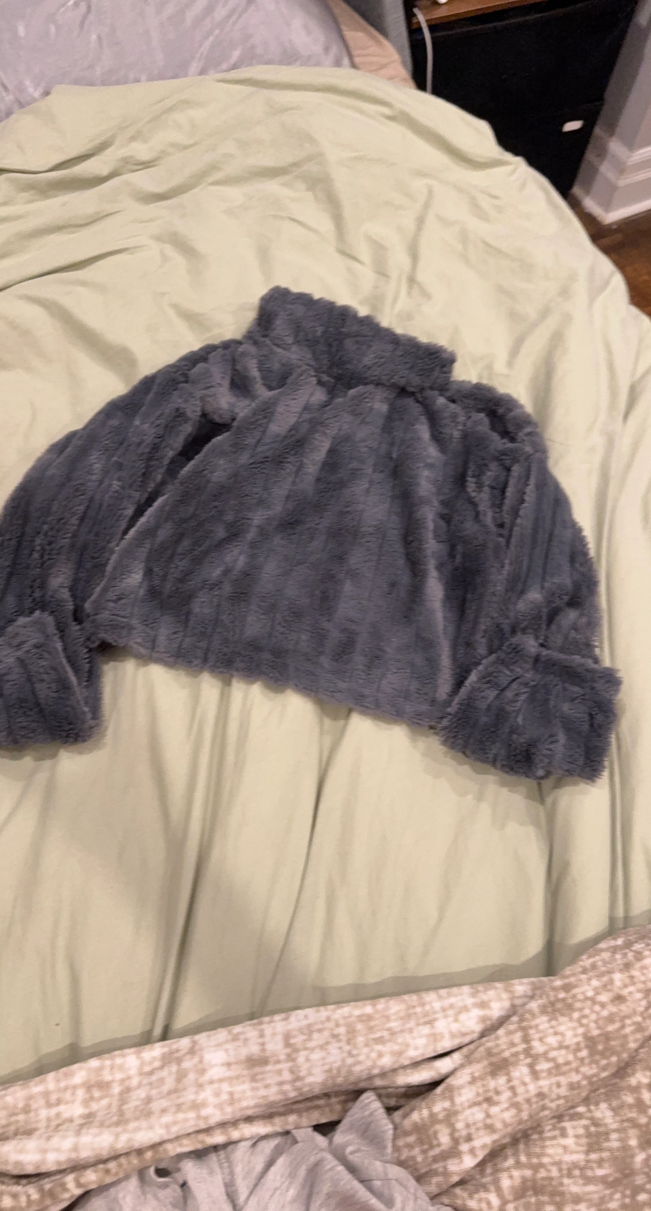 Grey Faux Fur Cropped Sweater