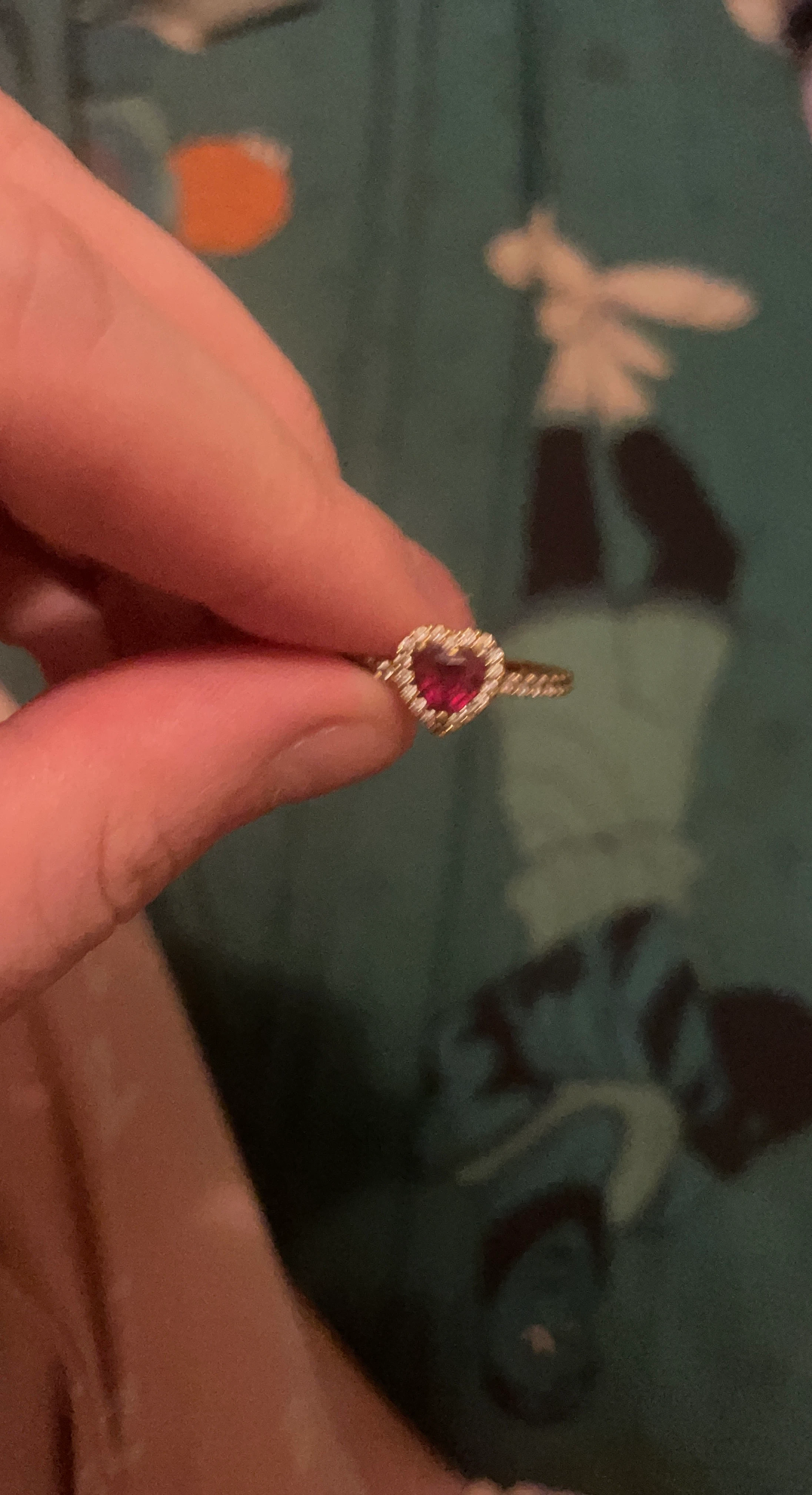 Heart Shaped Red Stone Ring
