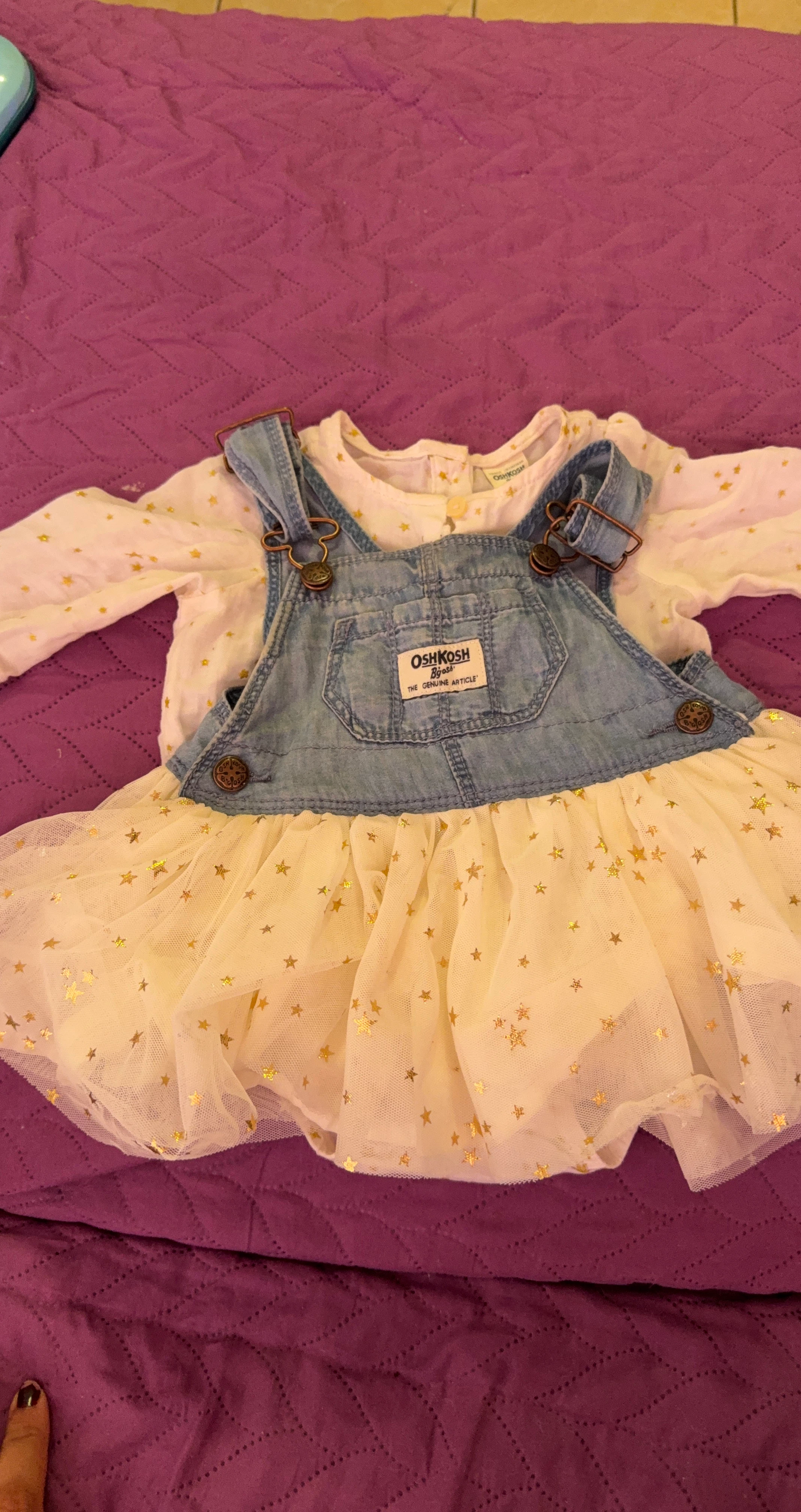 OshKosh B'gosh Overalls Dress with Star Tulle Skirt