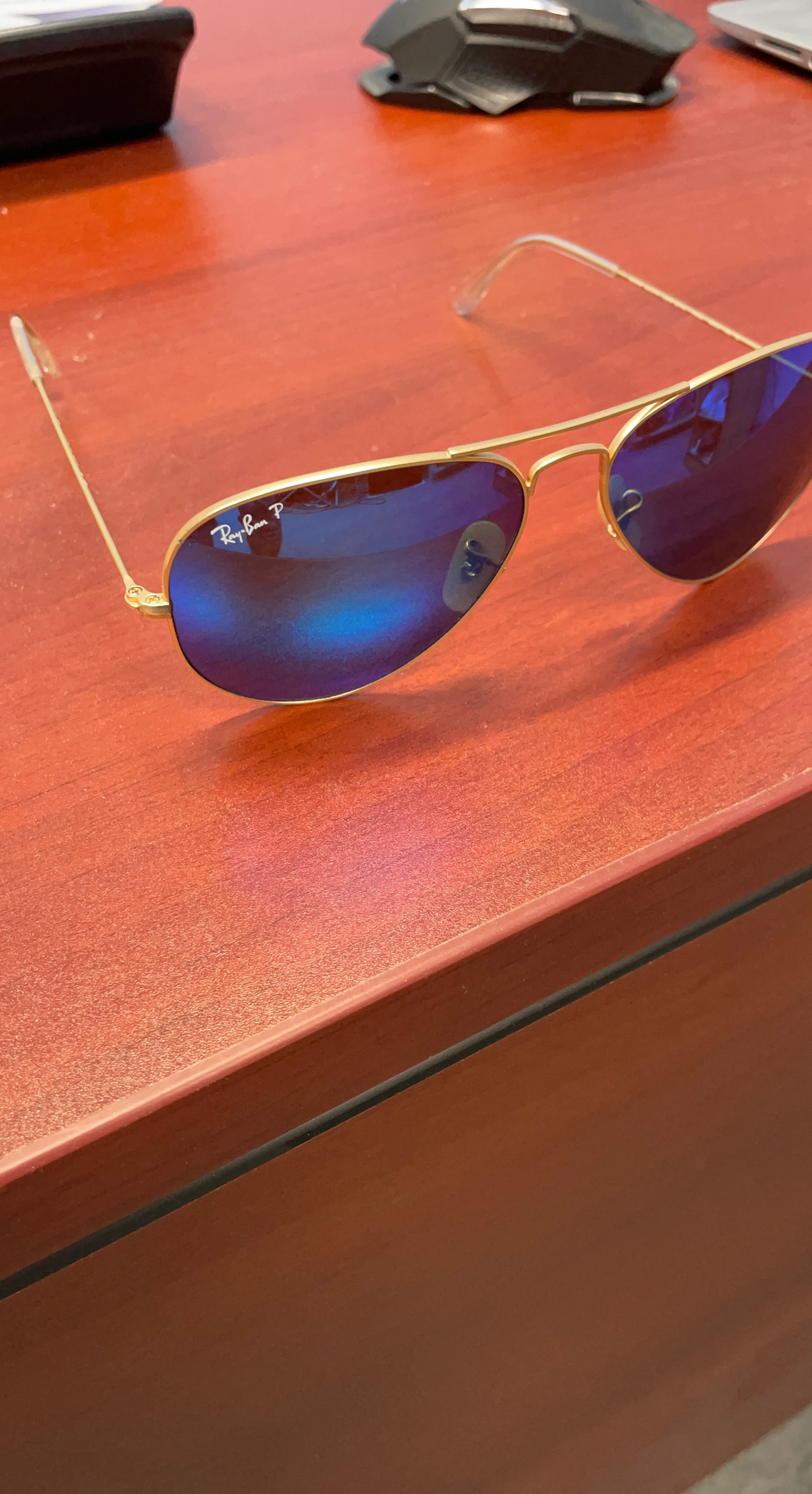 Ray-Ban Aviator Polarized Sunglasses - Blue Mirrored Lenses