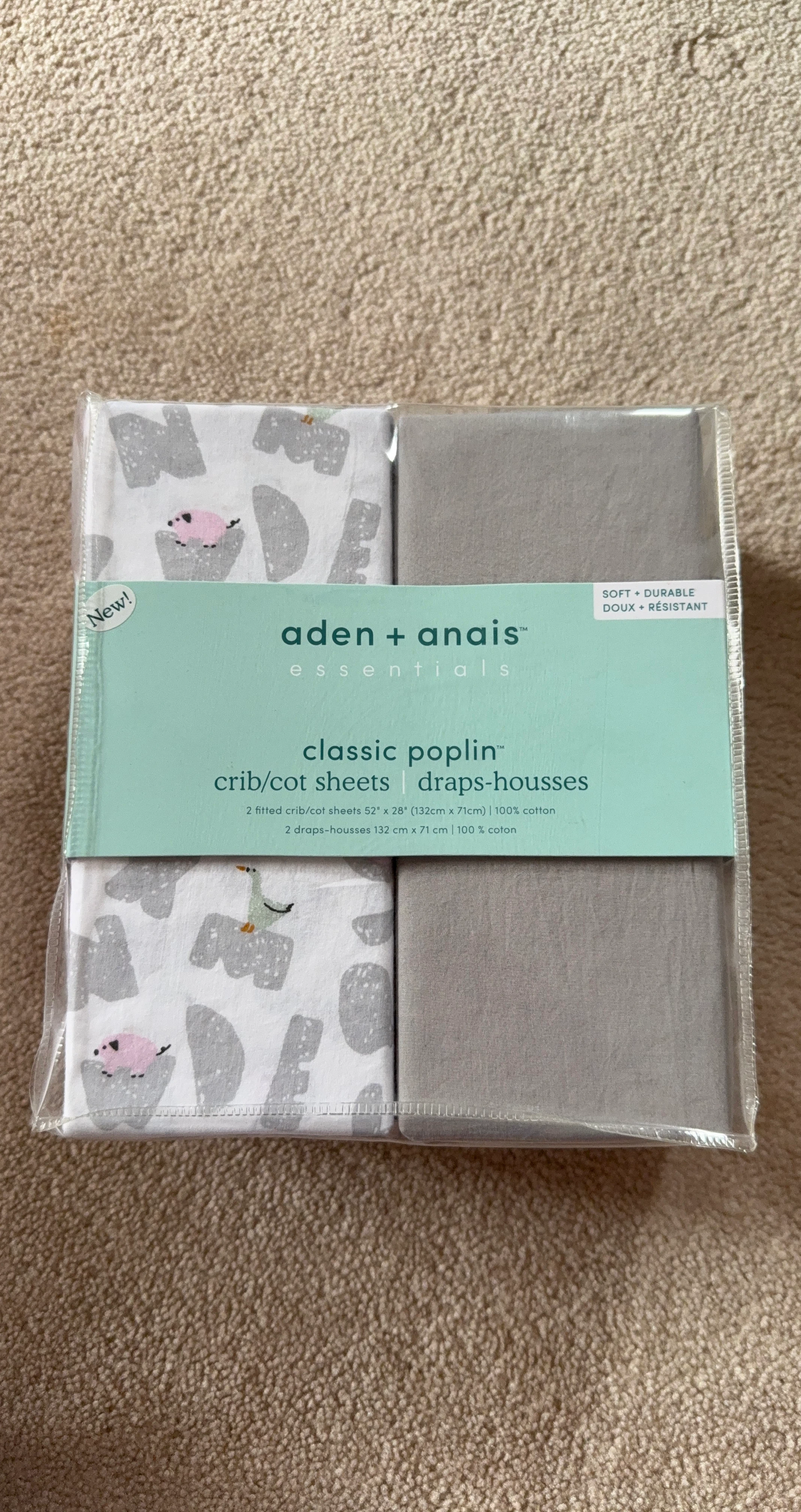 Brand new aden + anais Classic Poplin Crib Sheets (2-Pack)