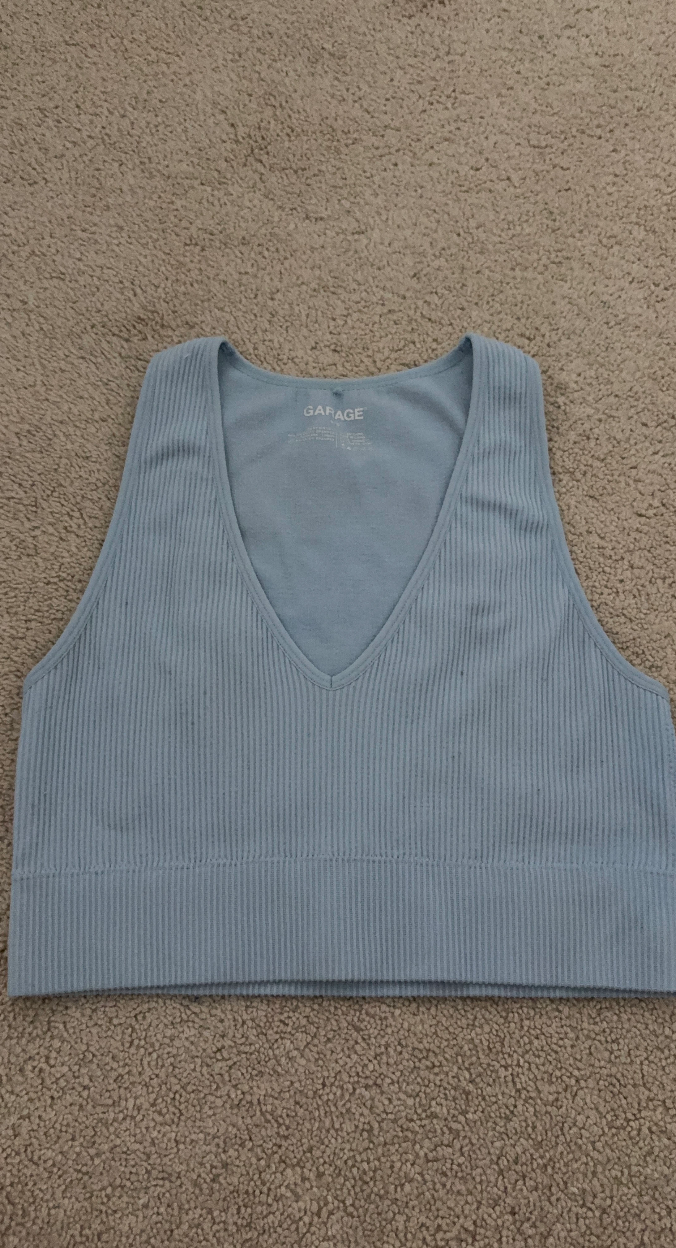 Garage Light Blue Ribbed Tank Top