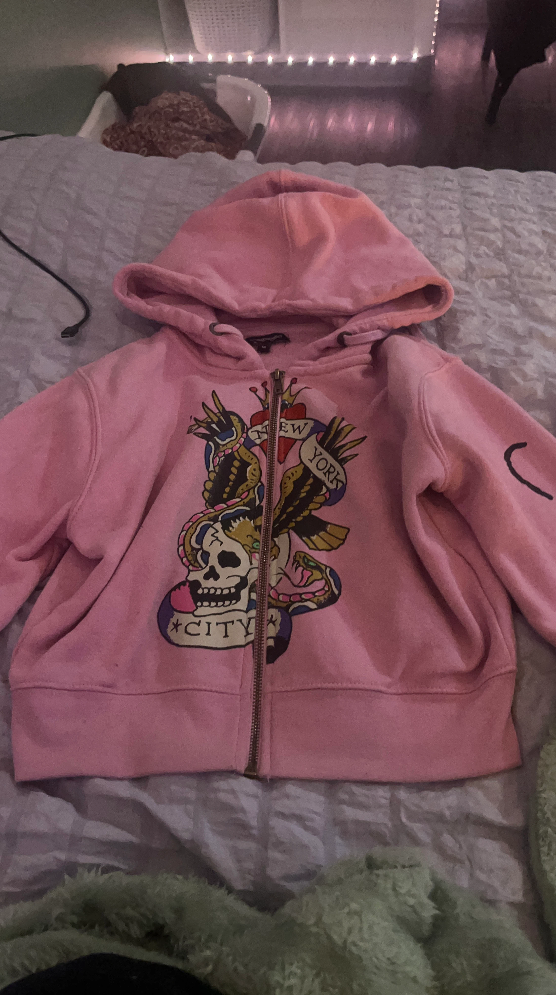 Ed Hardy Pink Zip-Up Hoodie
