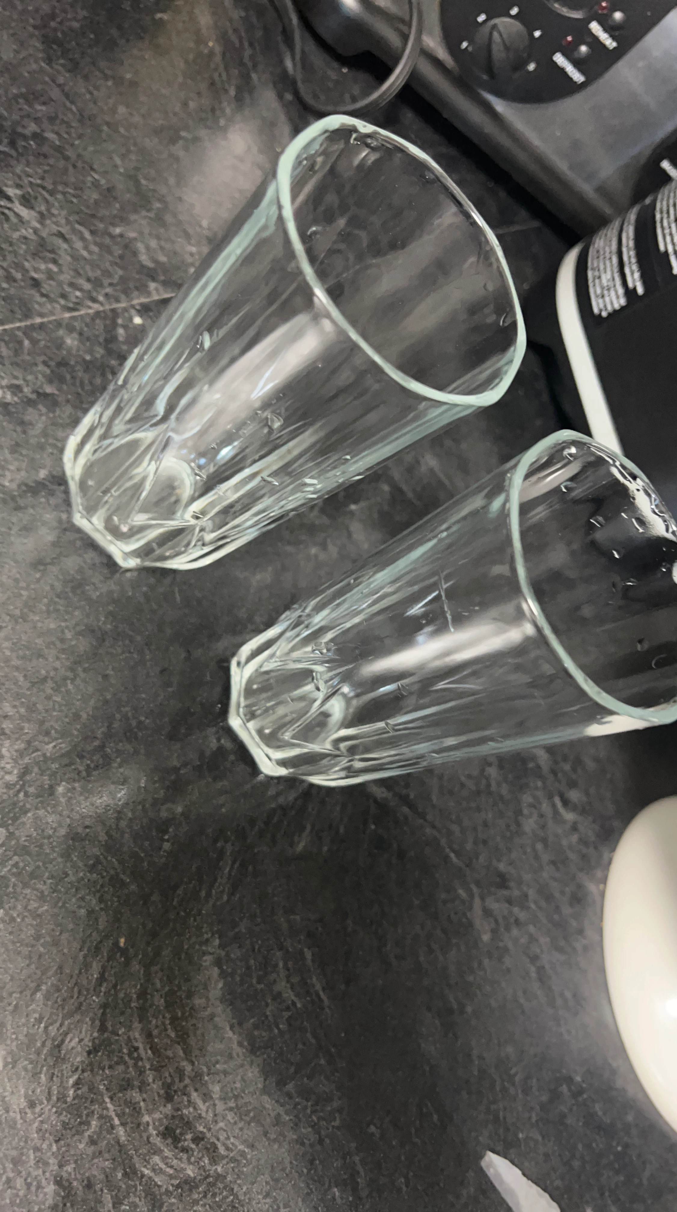 Set of Two Clear Faceted Drinking Glasses