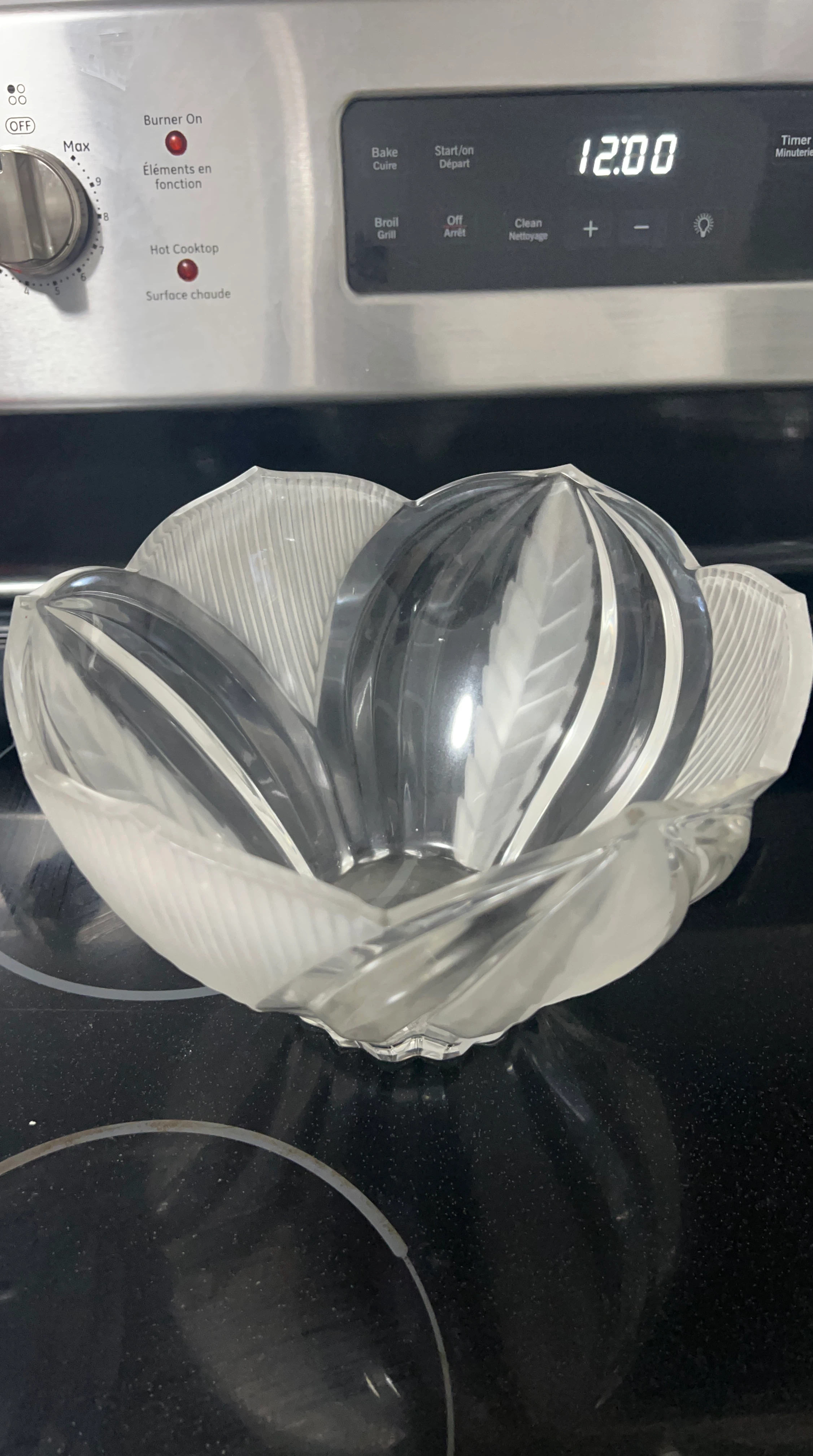 Clear Glass Floral Decorative Bowl