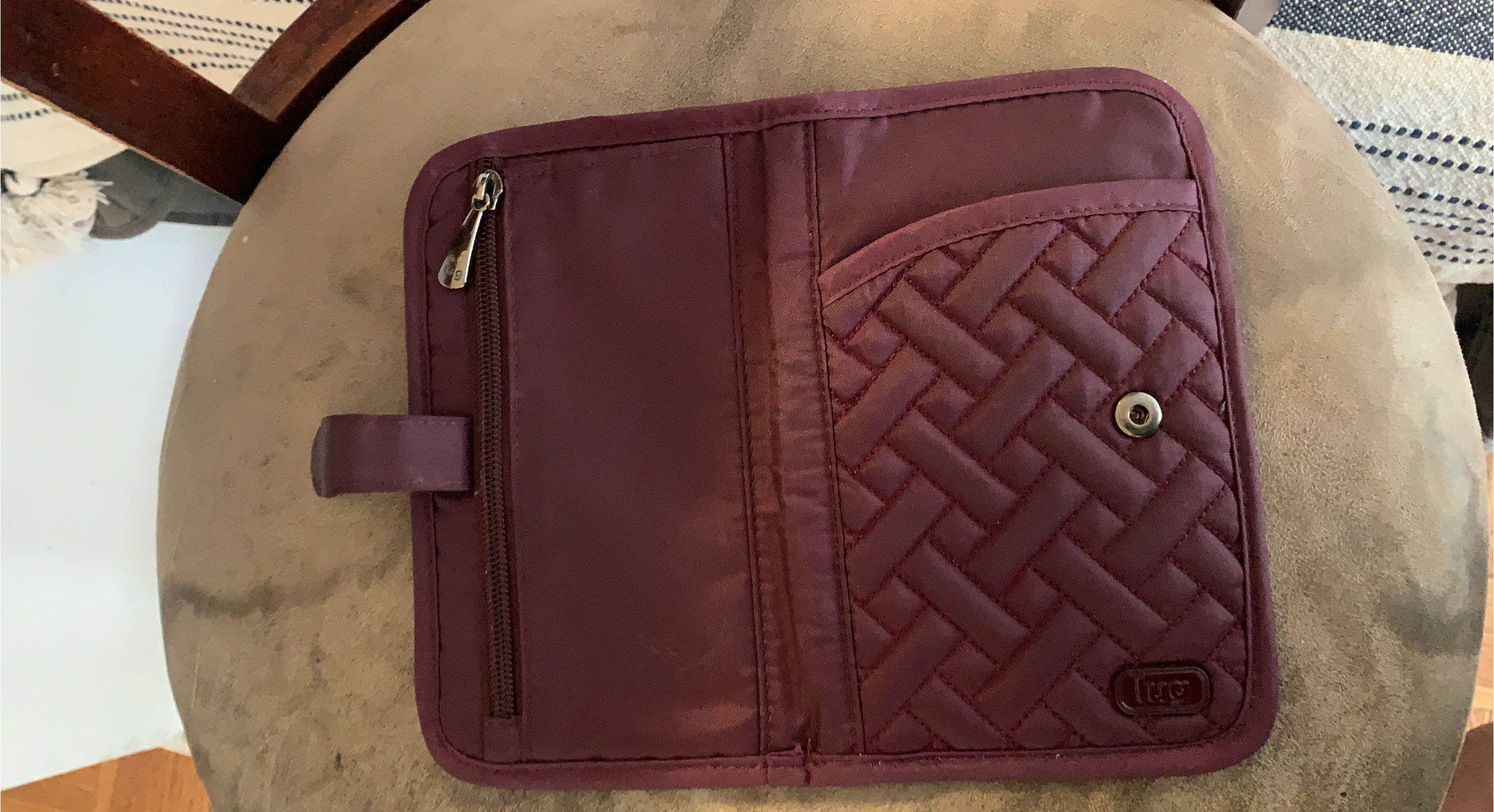 LUG Passport Holder Organizer Pouch Burgundy