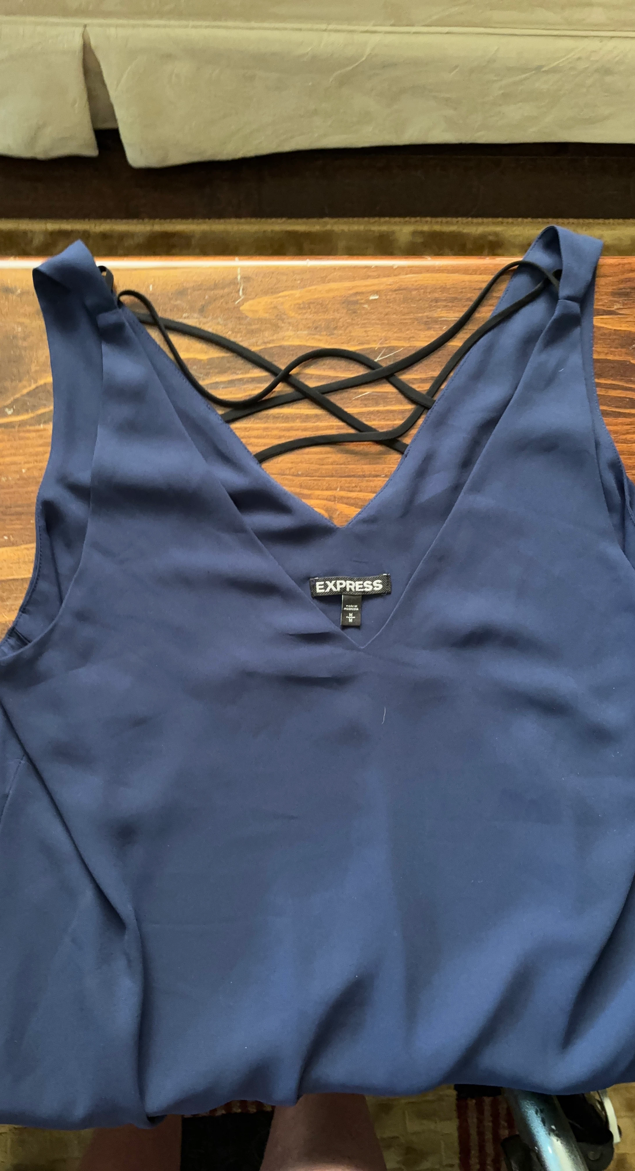 Express Blue Tank Top with Criss-Cross Back - Medium