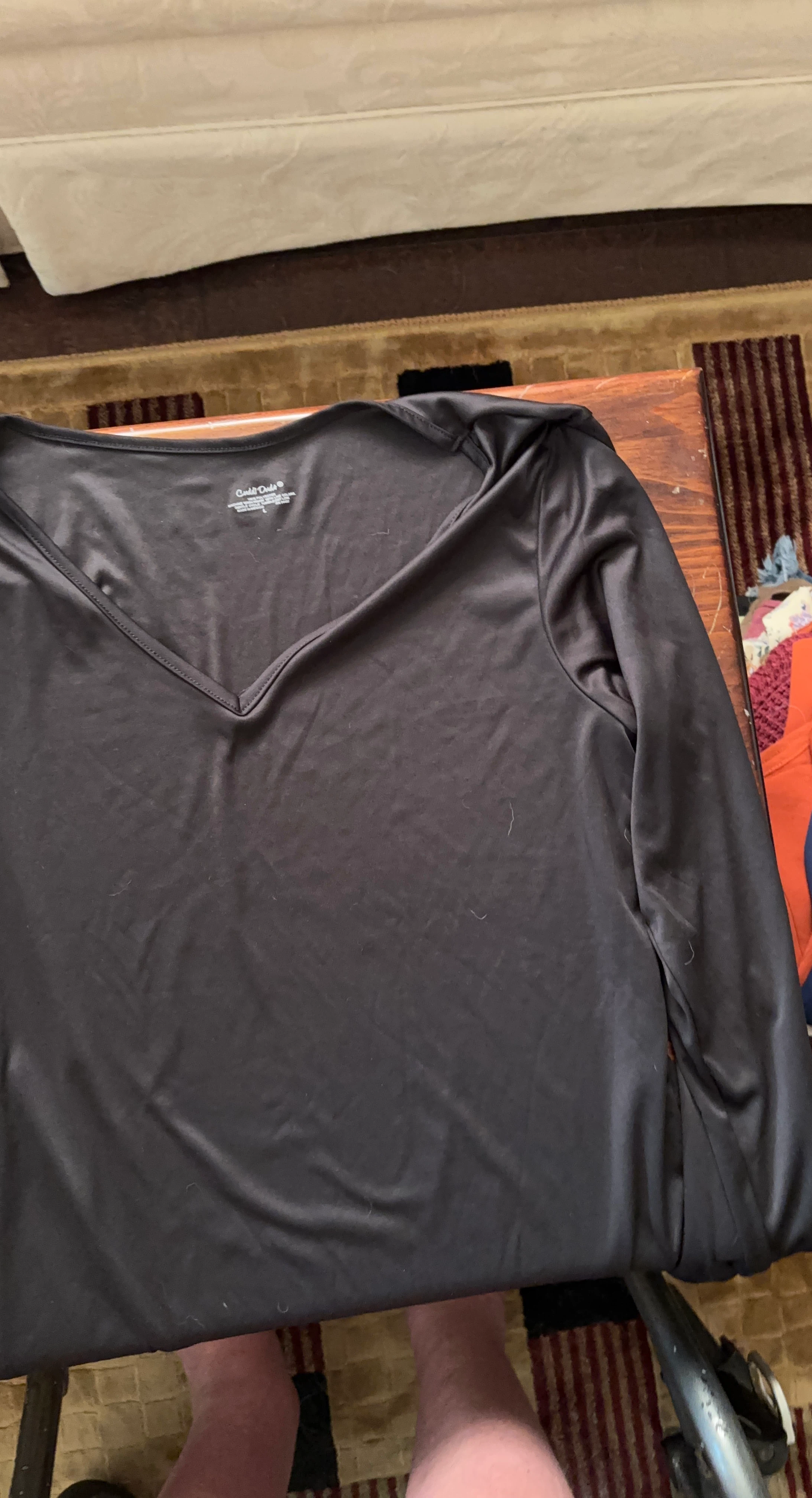 Candid Choice Long Sleeve V-Neck Top - Black - Size L