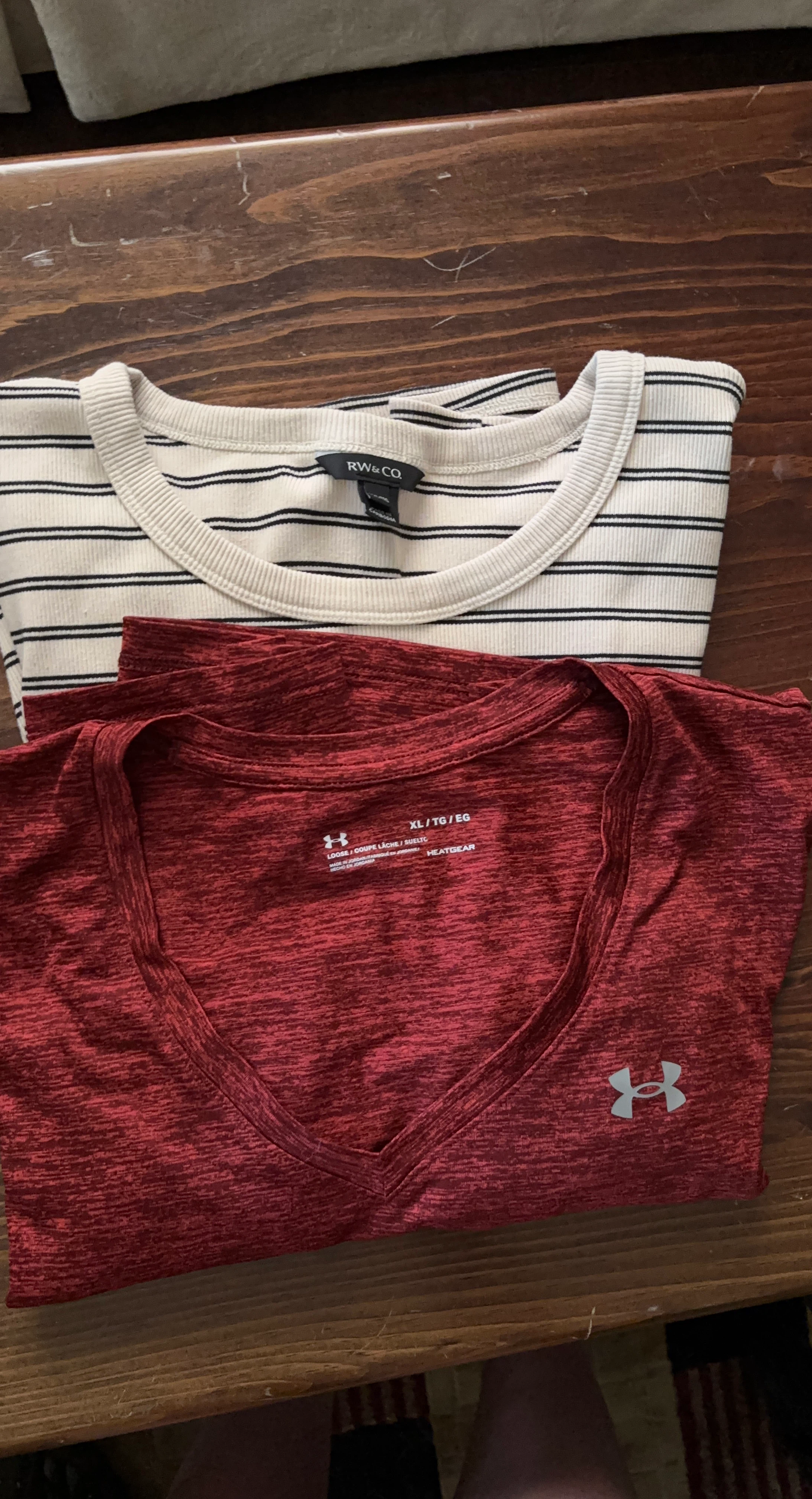 RW&CO. Striped T-Shirt and Under Armour Heathered T-Shirt