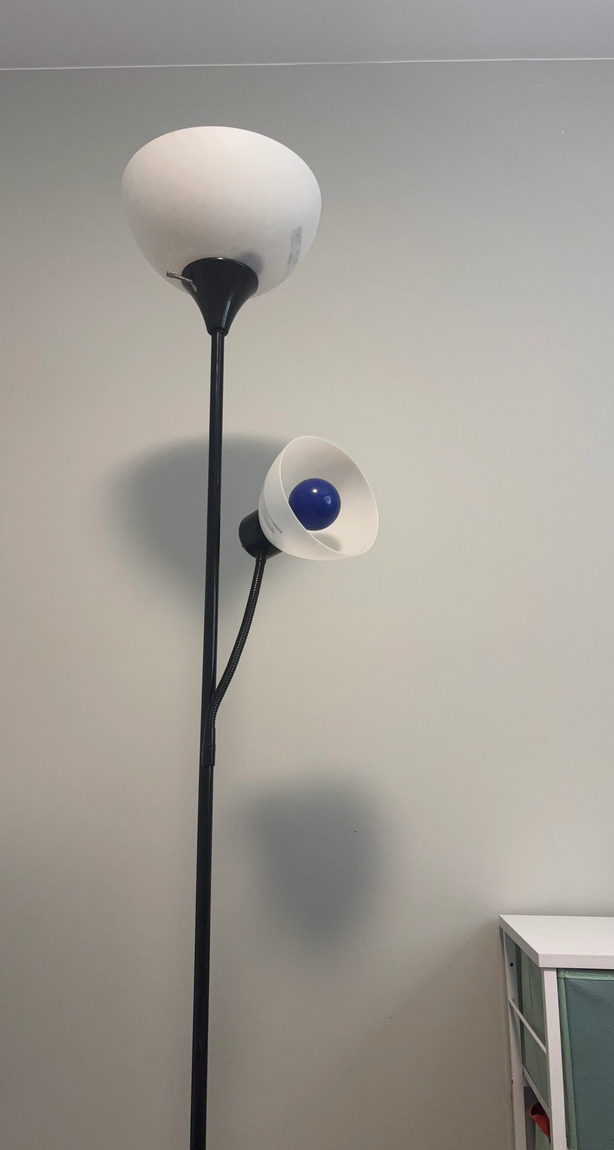 White Torchiere Floor Lamp with Adjustable Reading Light