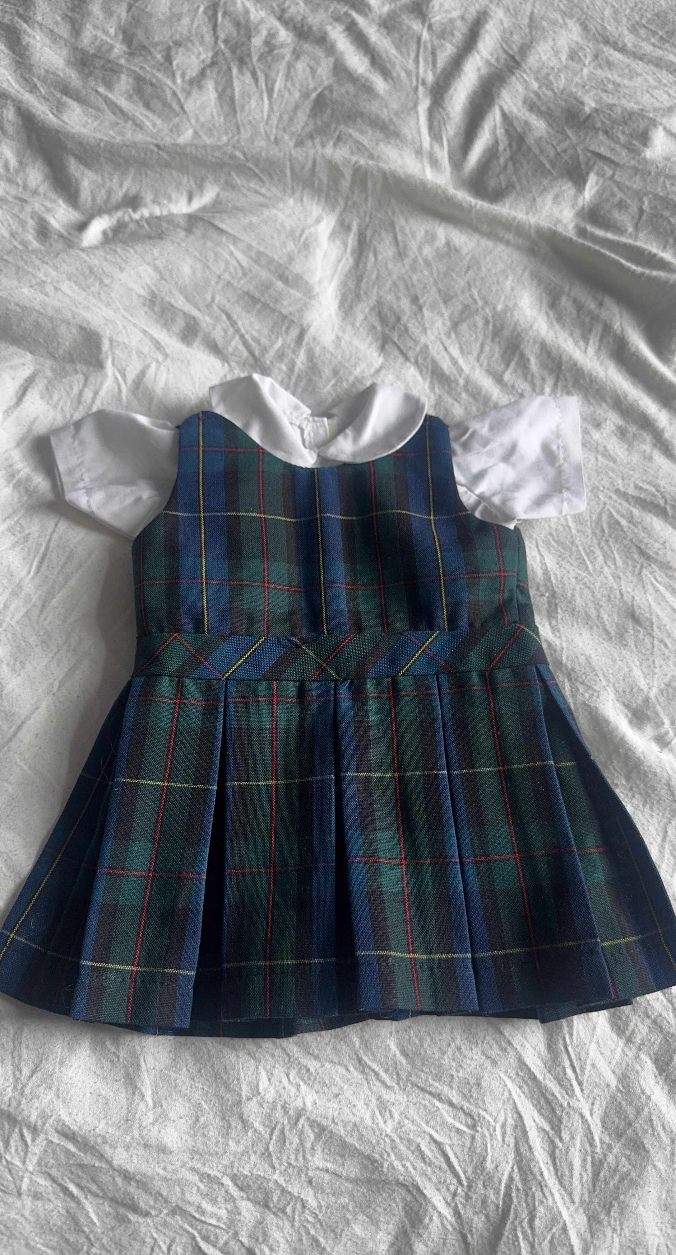 Plaid School Uniform Dress with White Peter Pan Collar Shirt