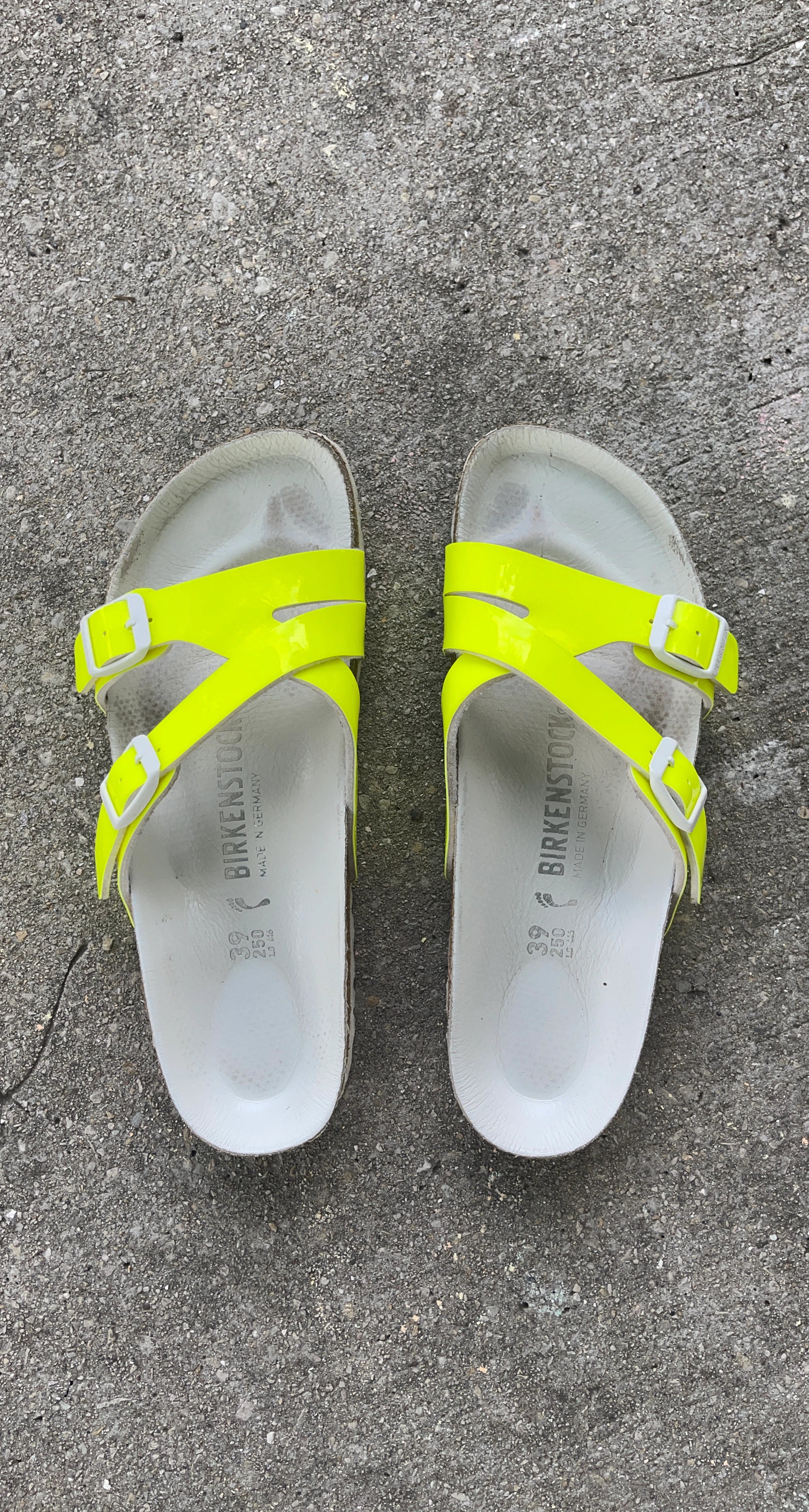 Birkenstock Arizona Sandals Neon Yellow Size 39