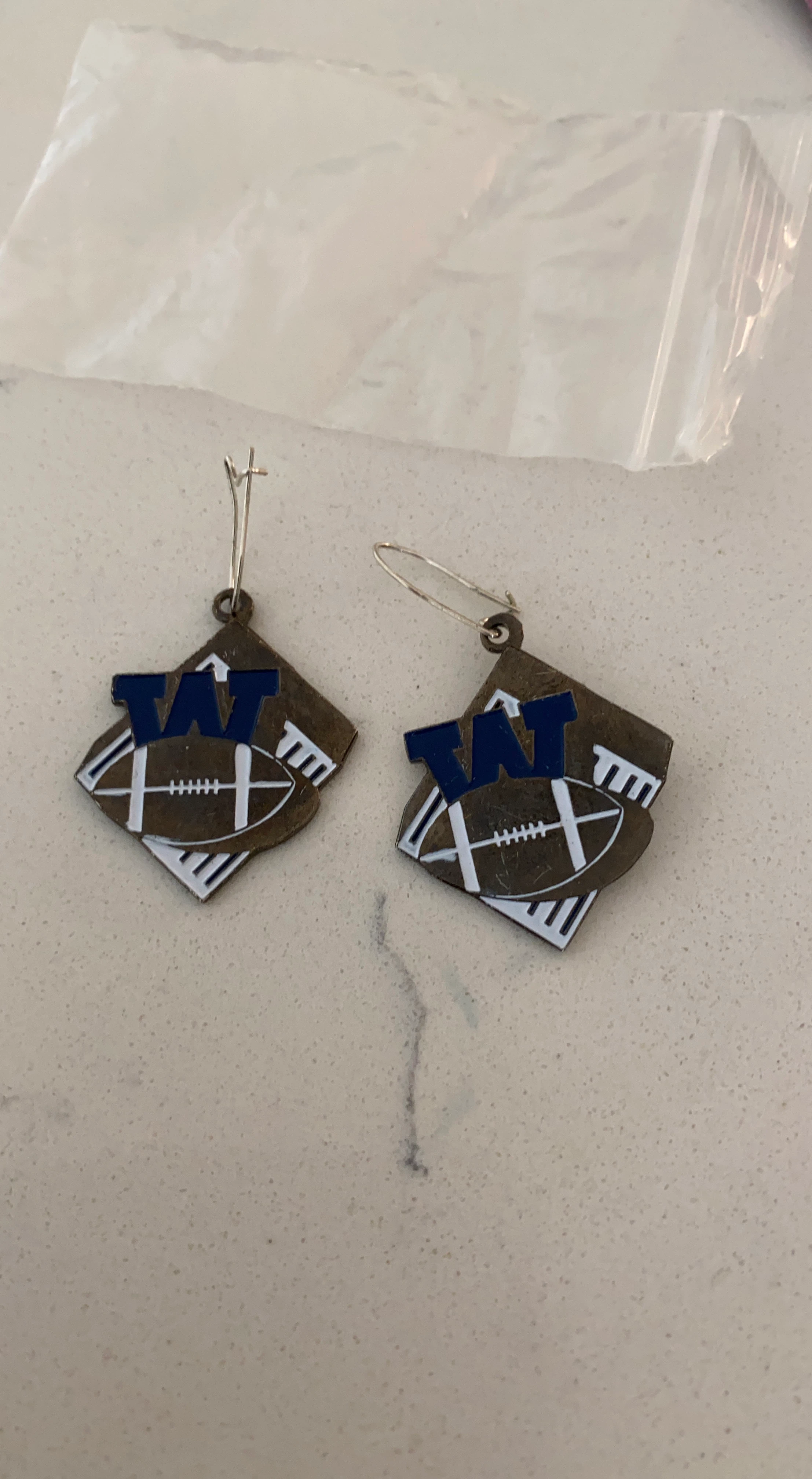 Winnipeg Blue Bombers Football Dangle Earrings