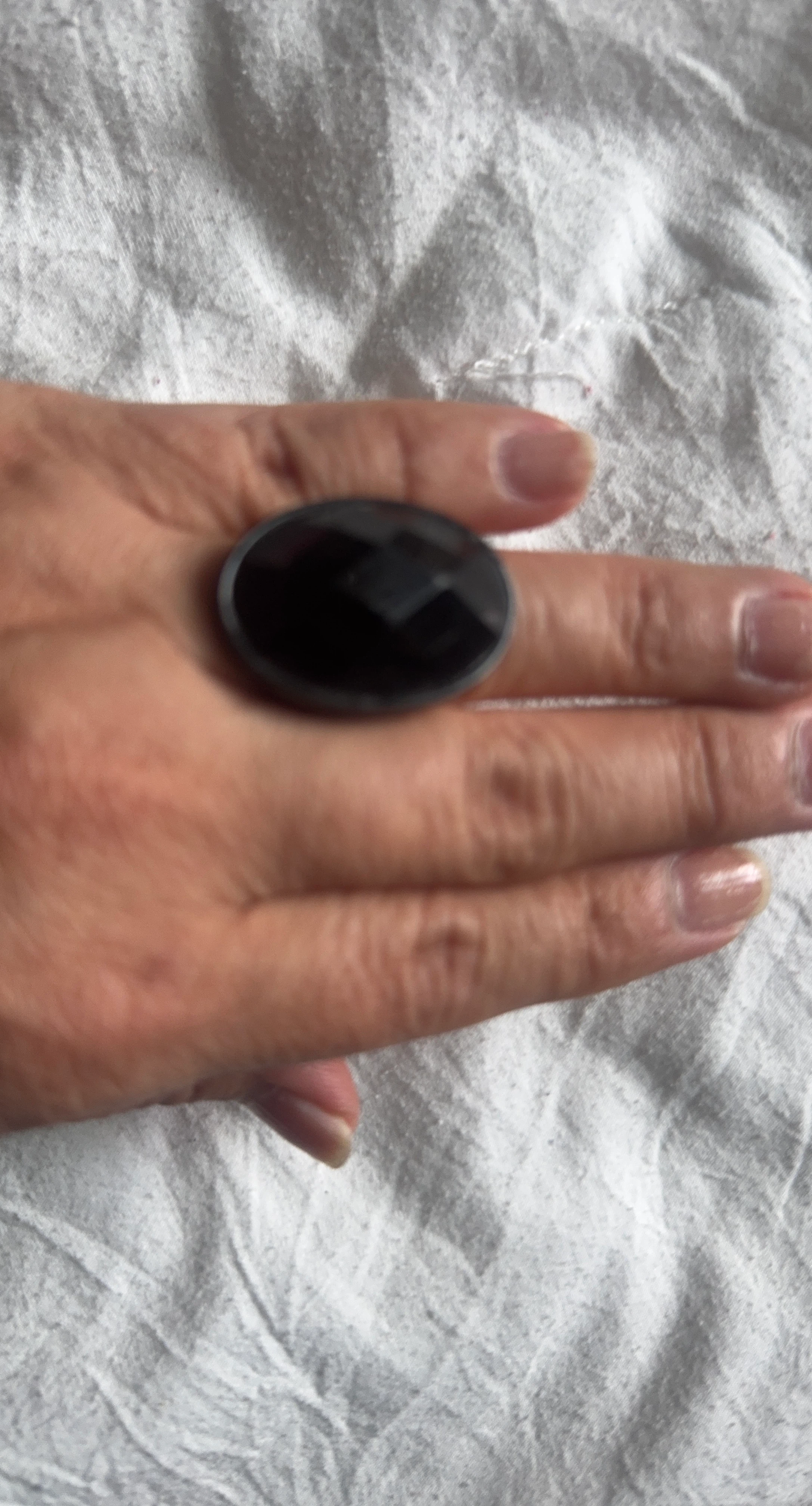 Large Black Oval Gemstone Ring