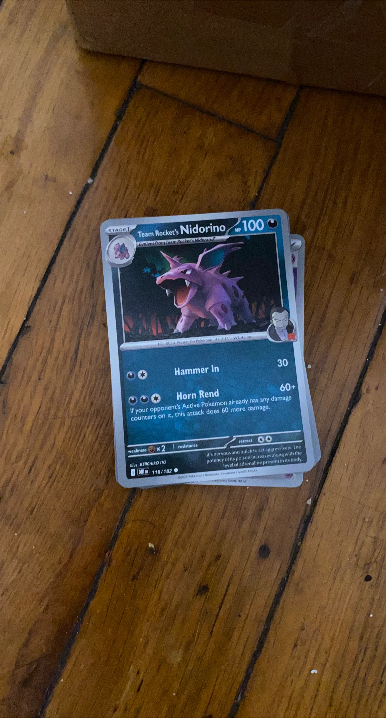 Team Rocket's Nidorino Pokemon Trading Card