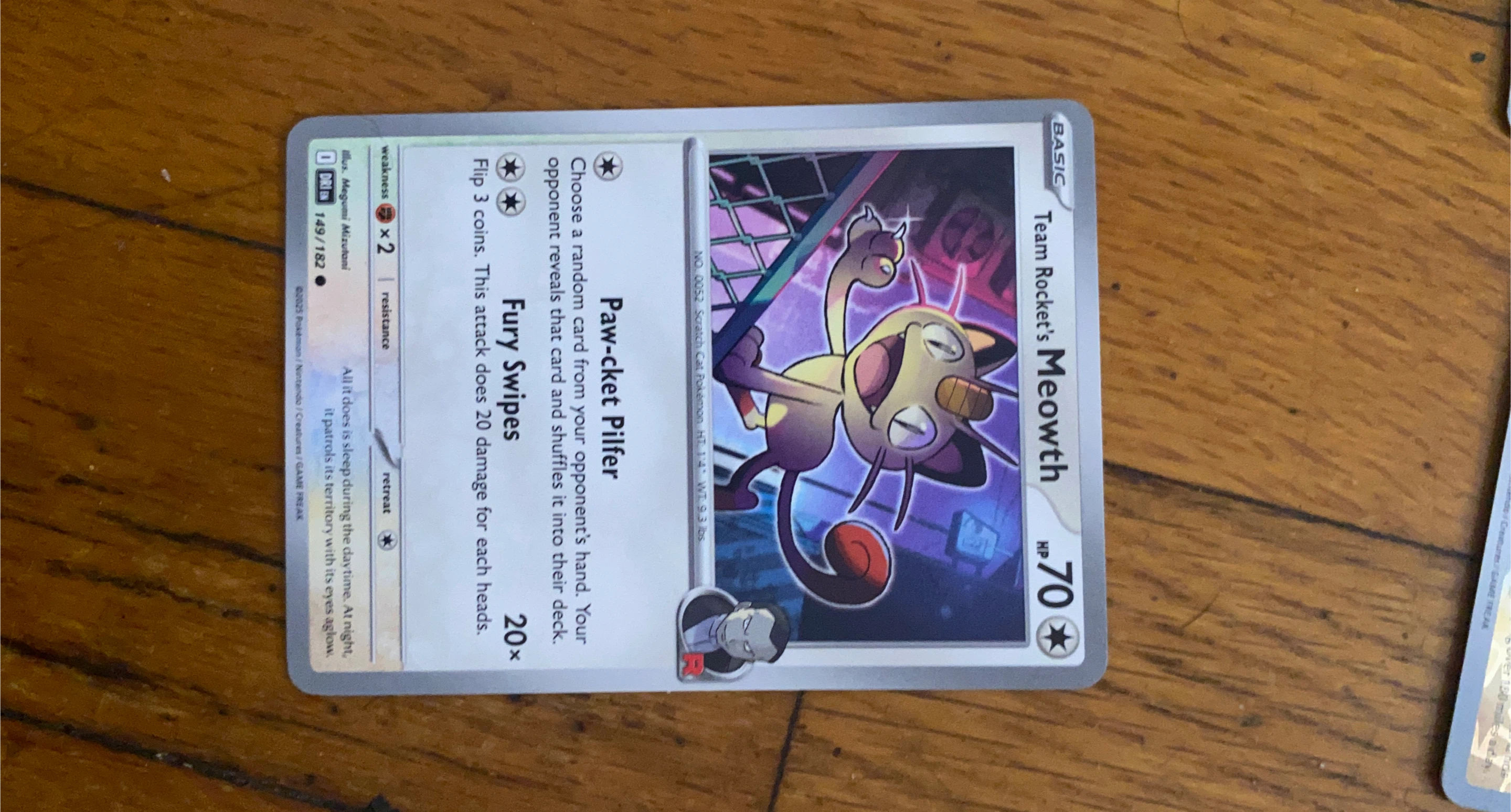 Team Rocket's Meowth Pokemon Trading Card