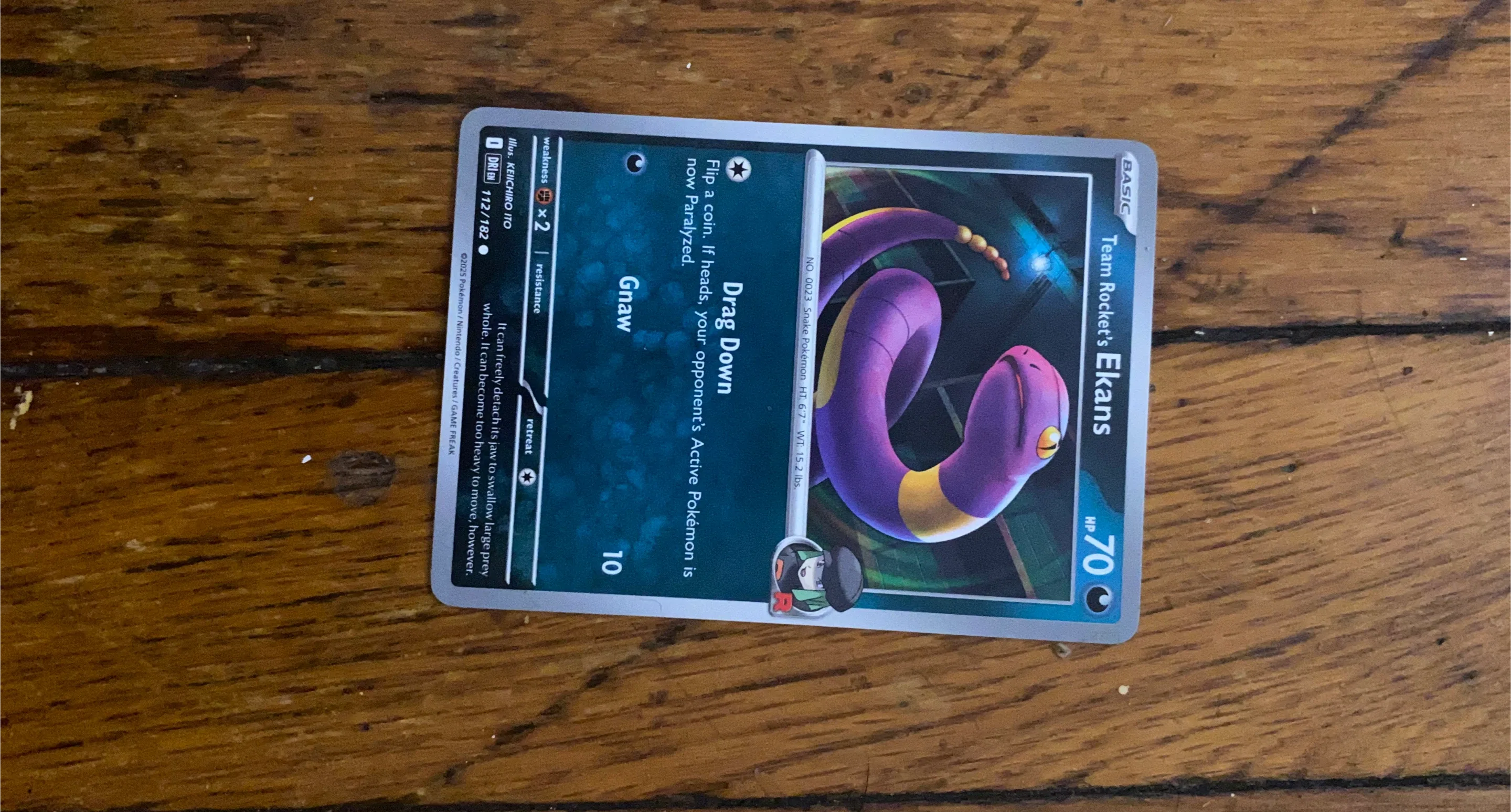 Team Rocket's Ekans Pokemon Card 112/182