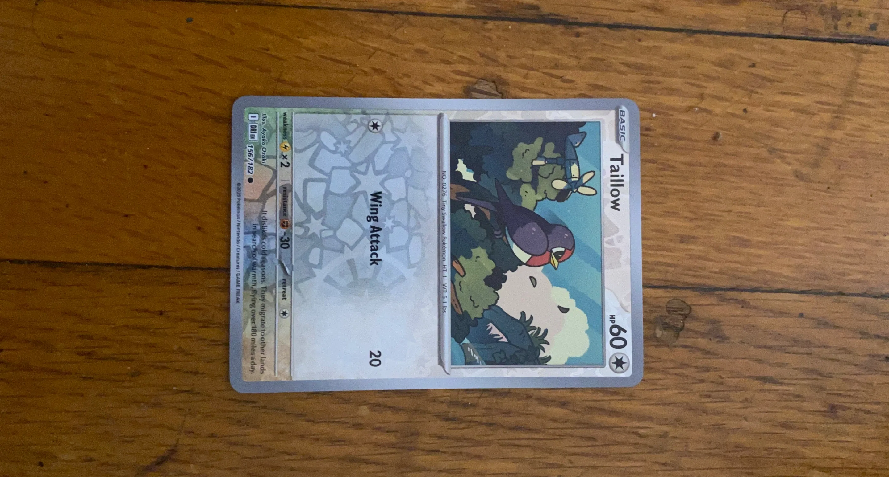 Pokemon Taillow 156/182 Trading Card