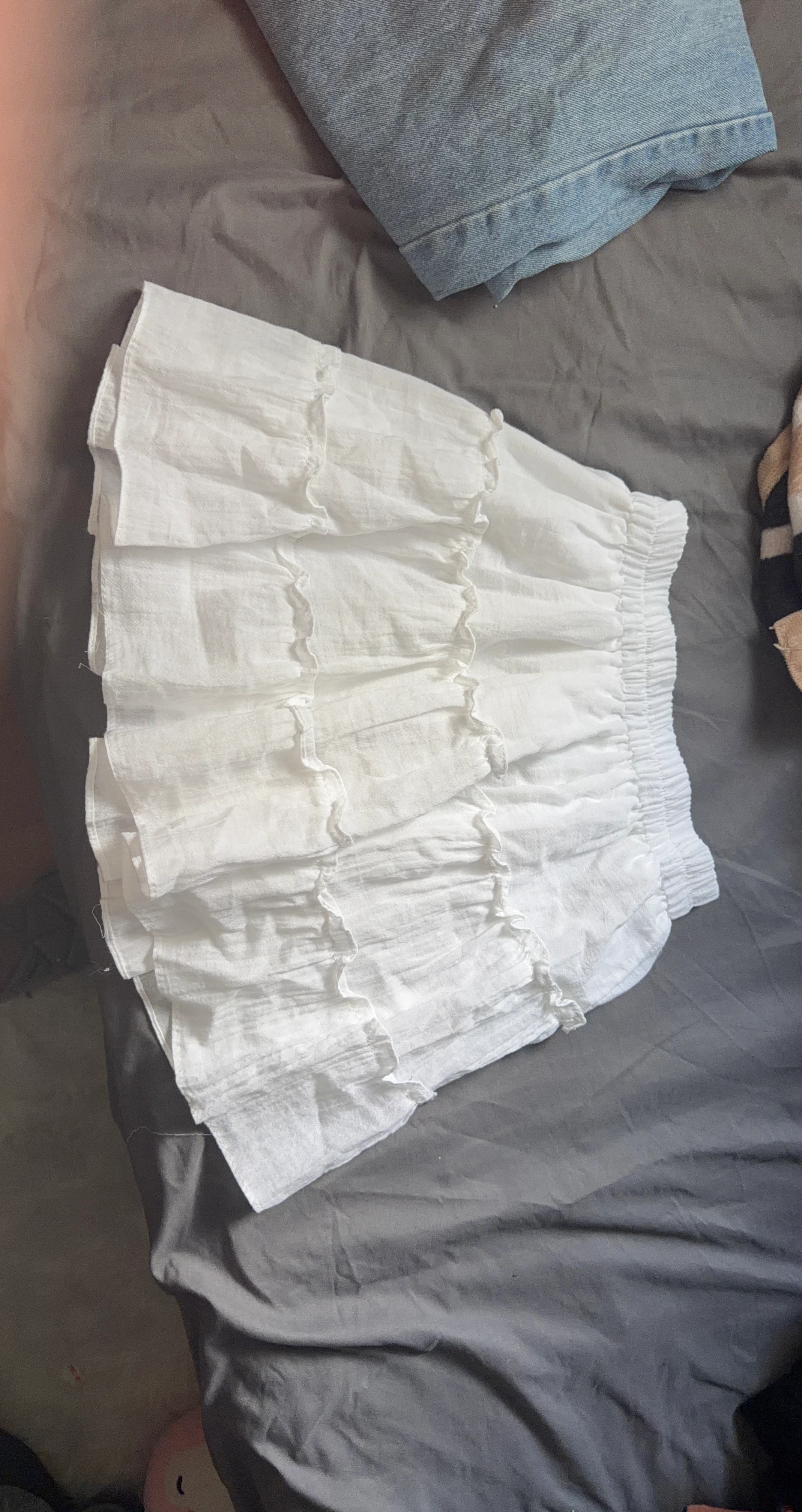 White Ruffle Mini Skirt