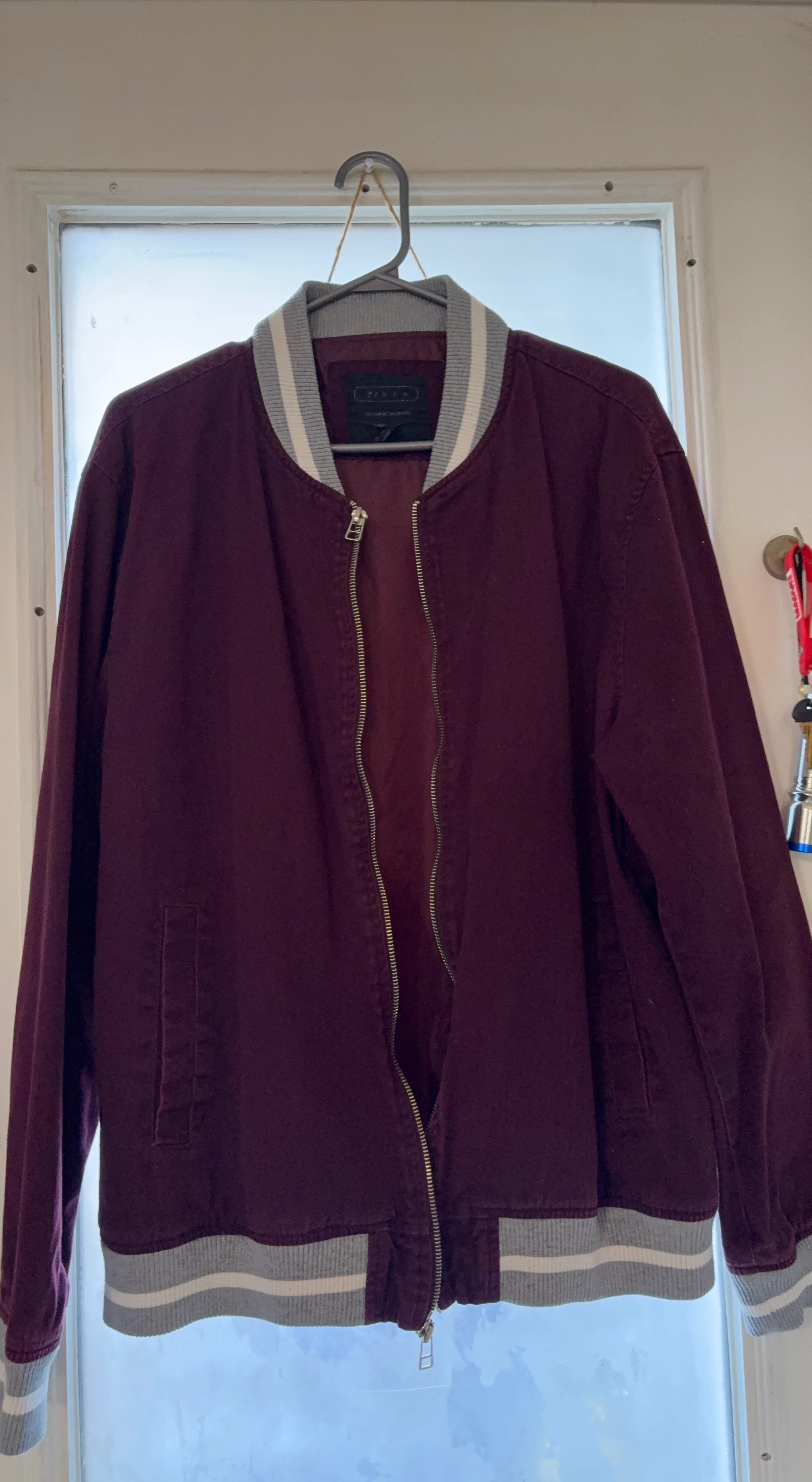 ZARA Man Burgundy Bomber Jacket