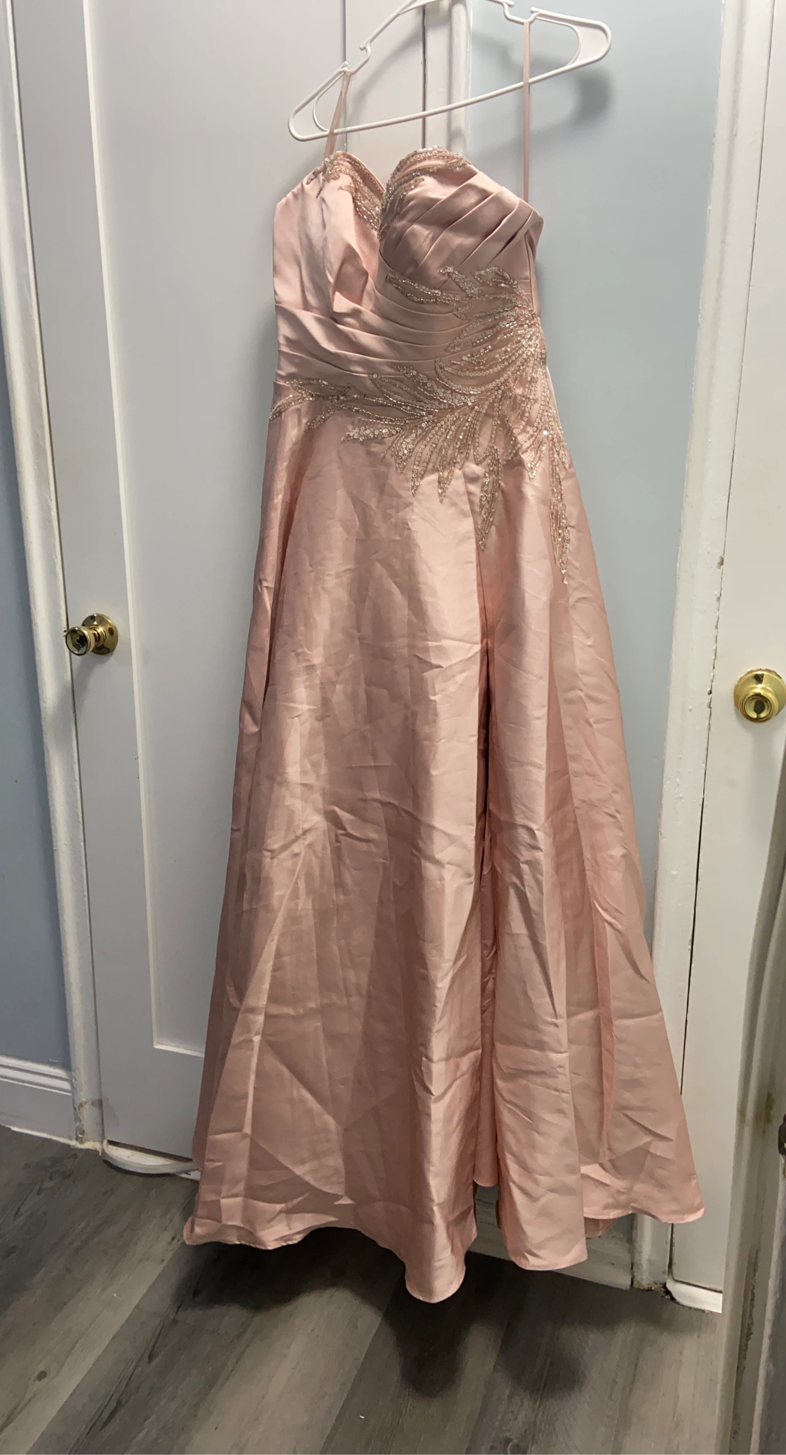 Pink Beaded Strapless Gown