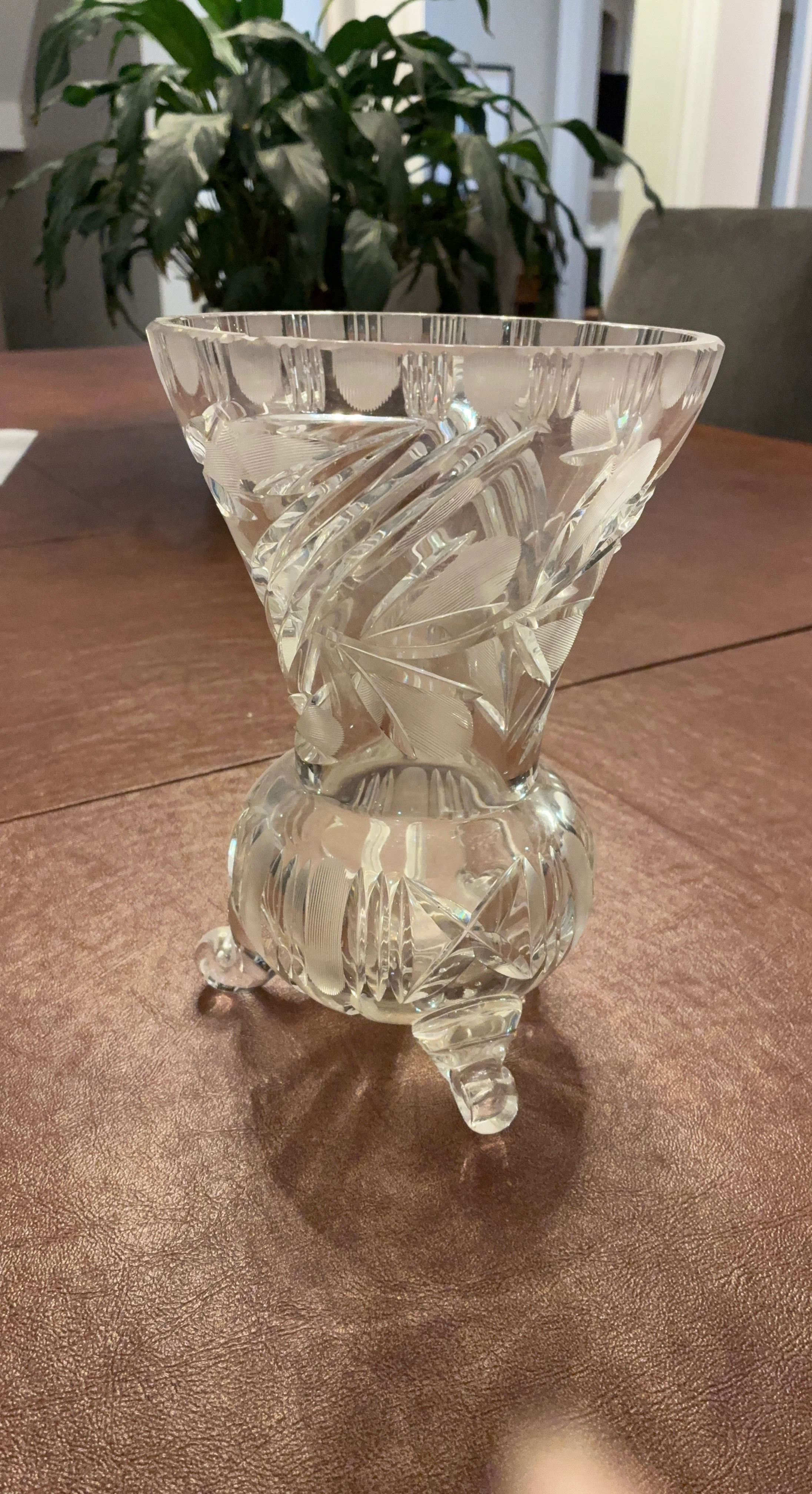 Vintage Crystal Footed Vase